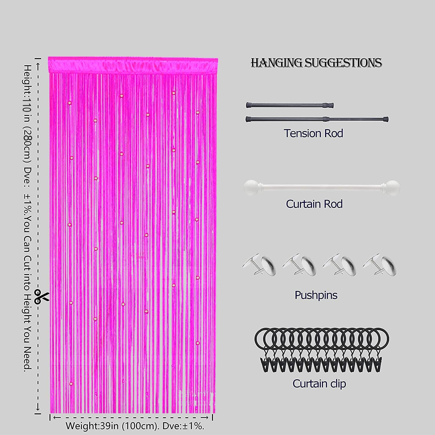Beaded Curtain Door Decor with Rose Design