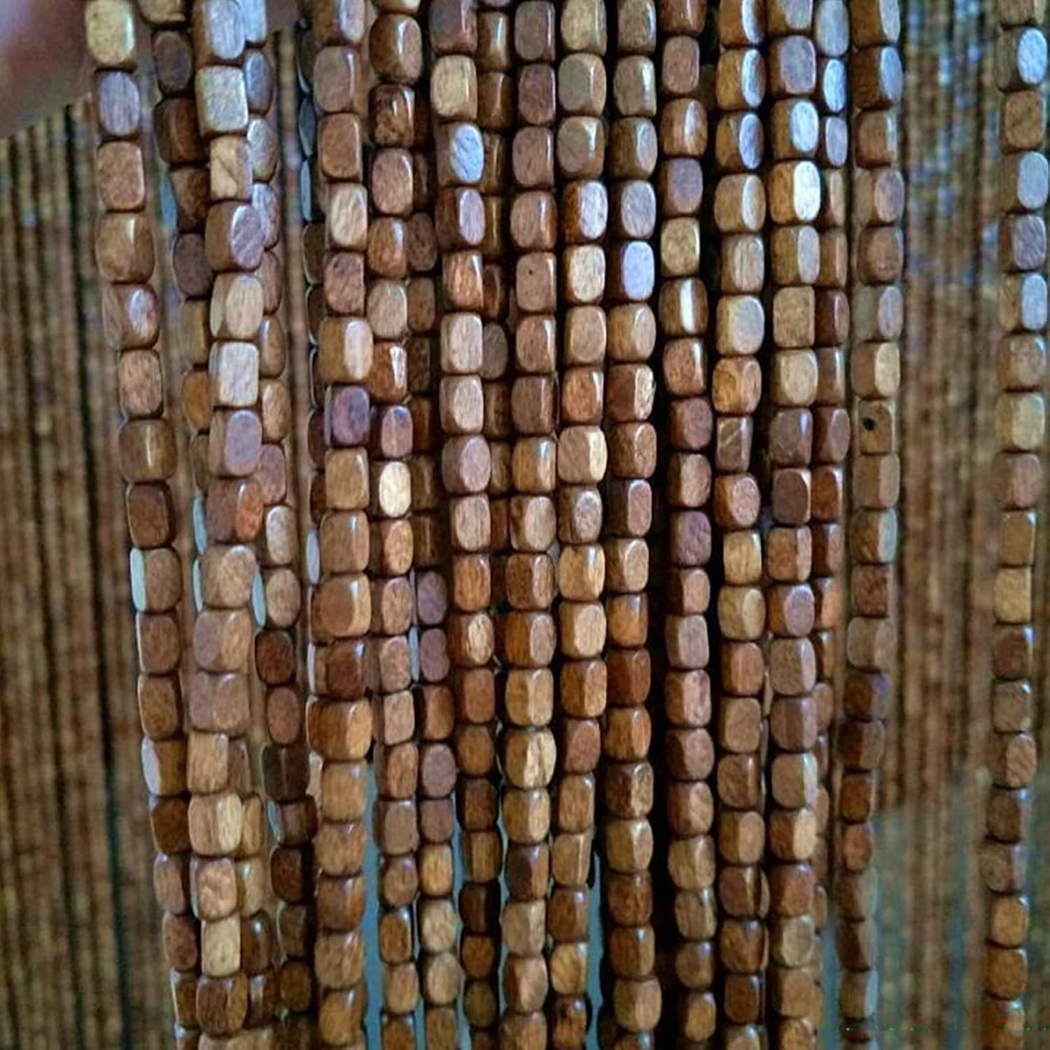 Natural Wood Beaded Curtain for Doorway and Room Dividers