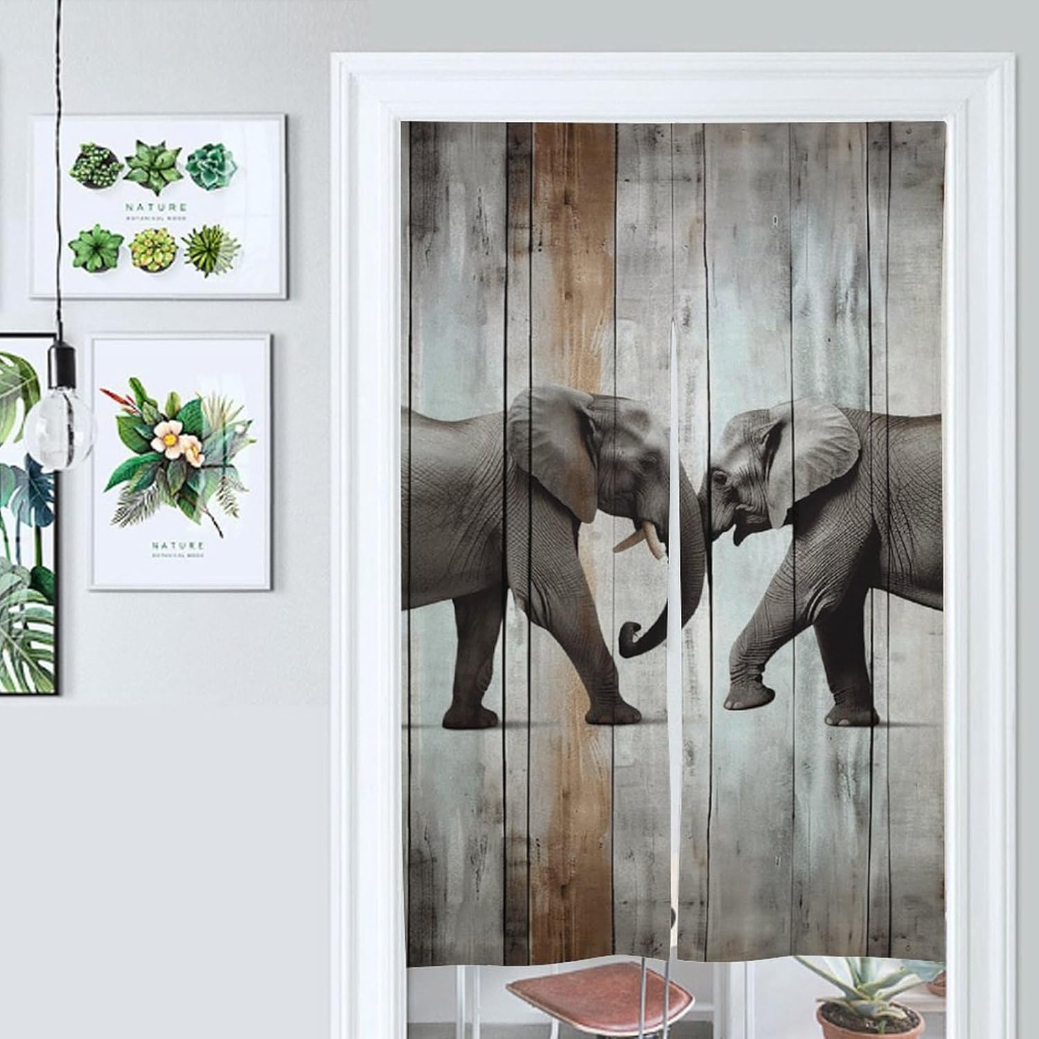 Elephant Door Curtain 57x17 Inches Wood Door Cover Tapestries