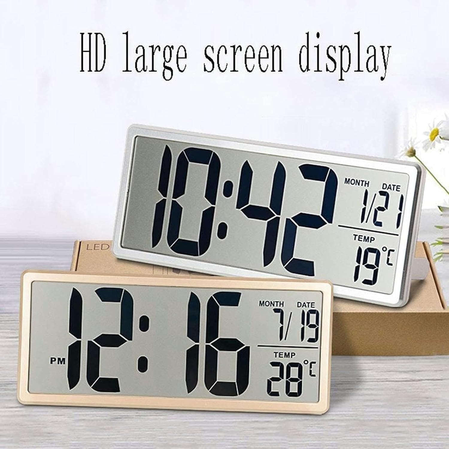 Creative Multifunction Desktop Alarm Clock with 14-Inch LCD Display