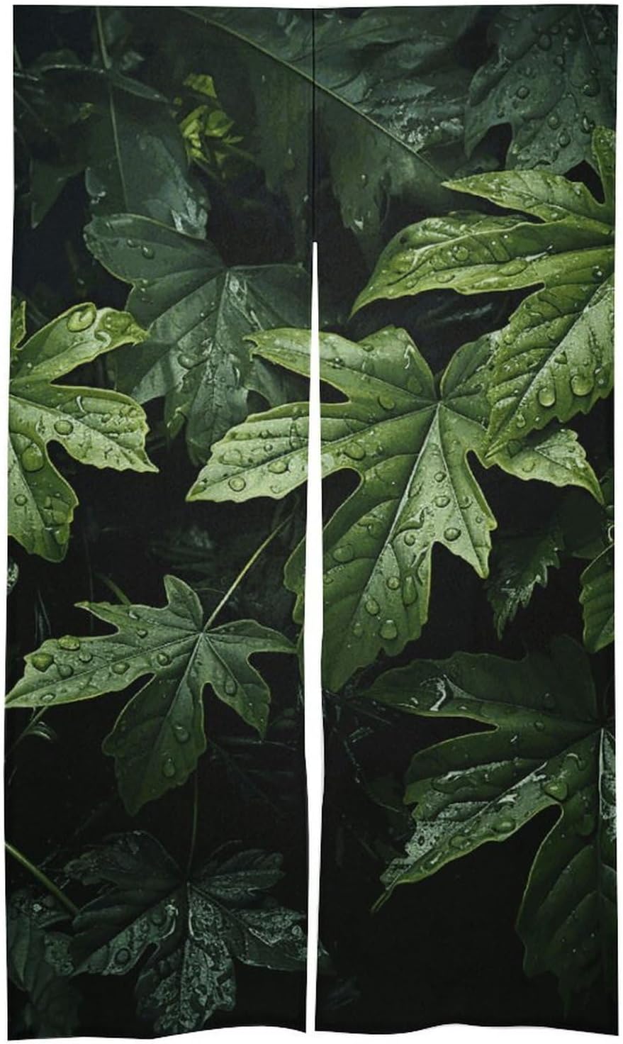 Green Leaves Pattern Door Cover Curtain 57x17 Inches