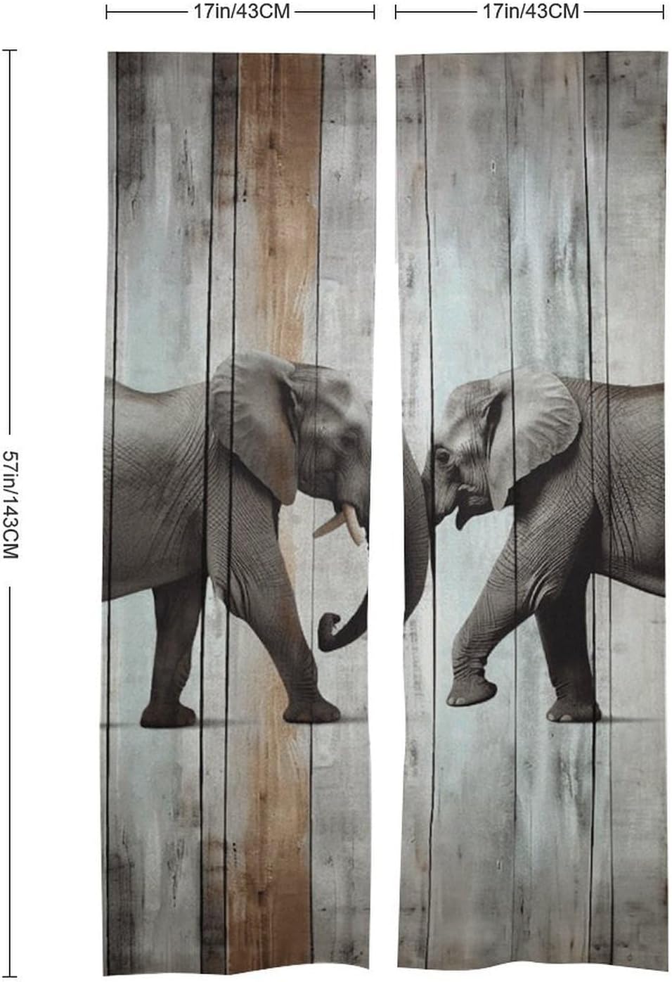 Elephant Door Curtain 57x17 Inches Wood Door Cover Tapestries