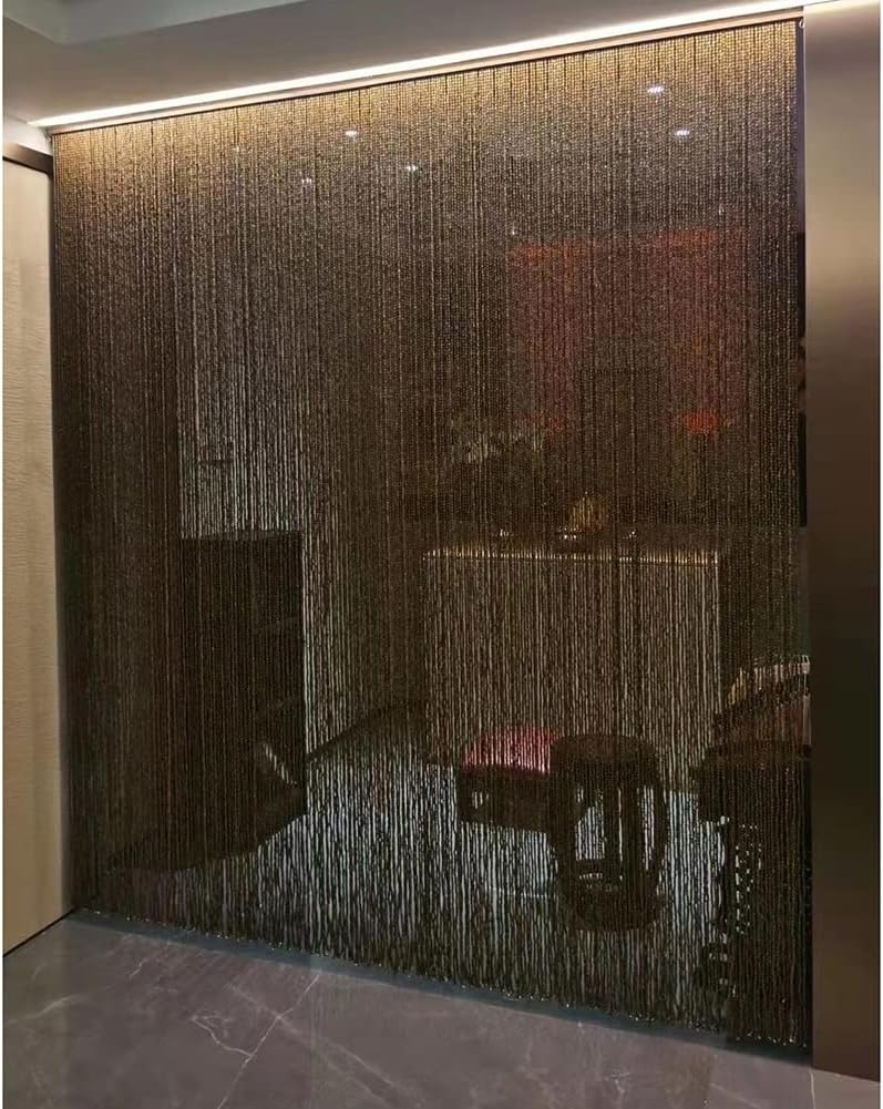 Natural Wood and Bamboo Beaded Curtain - Coffee