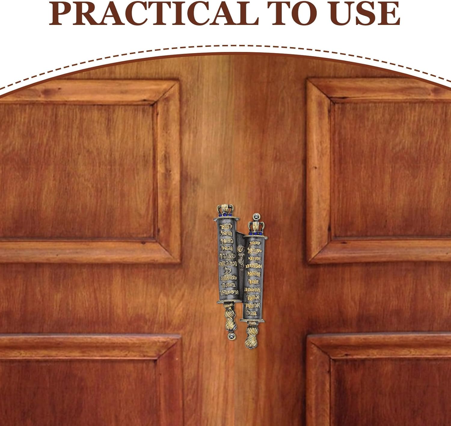 LUOZZY 2 Pcs Deep Gray Gold Lettering Mezuzah Door Plaque