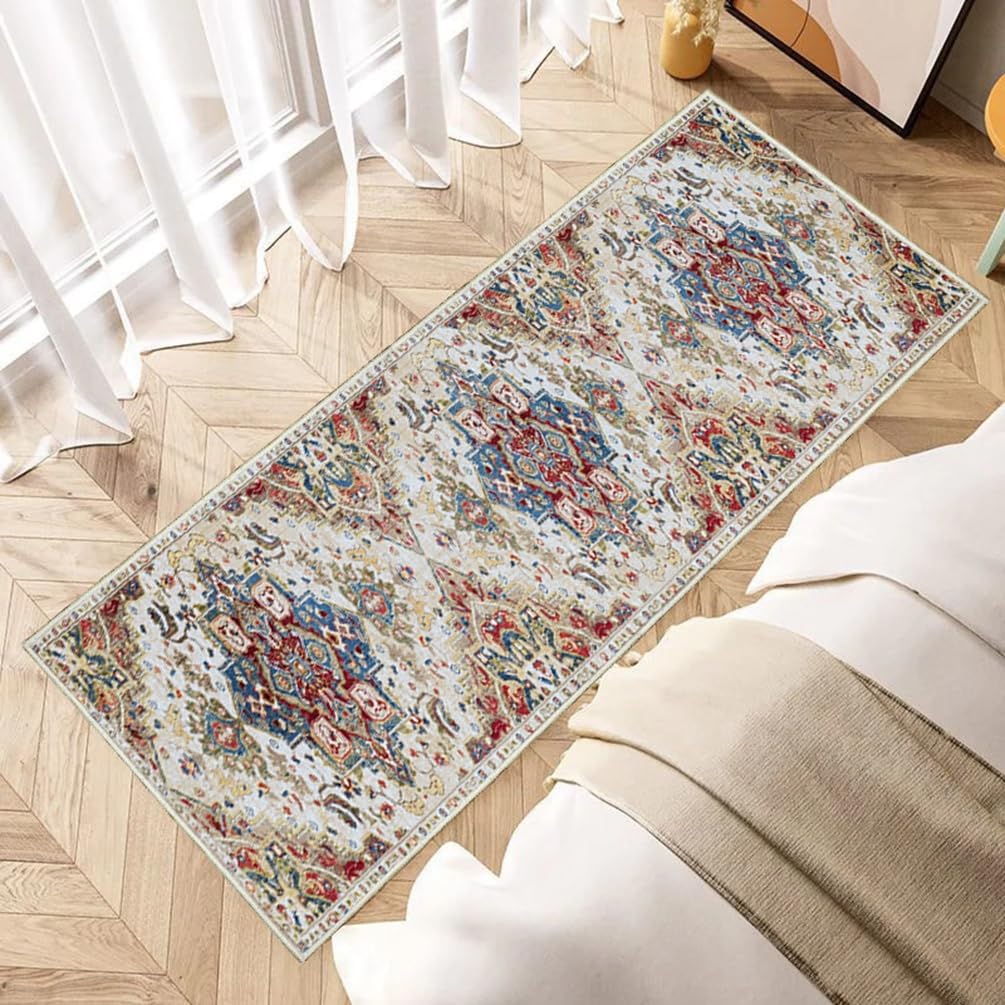 Boho Tribal Runner Rug Soft Low Pile Hallway Carpet