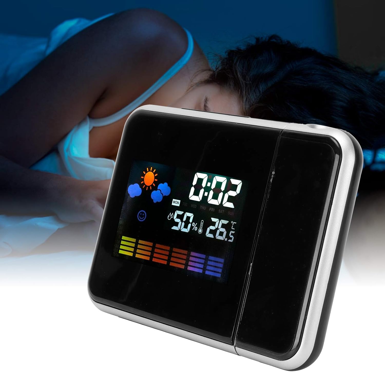 Topyond Projection Clock with Rotatable Projector Thermometer and Humidity Monitor