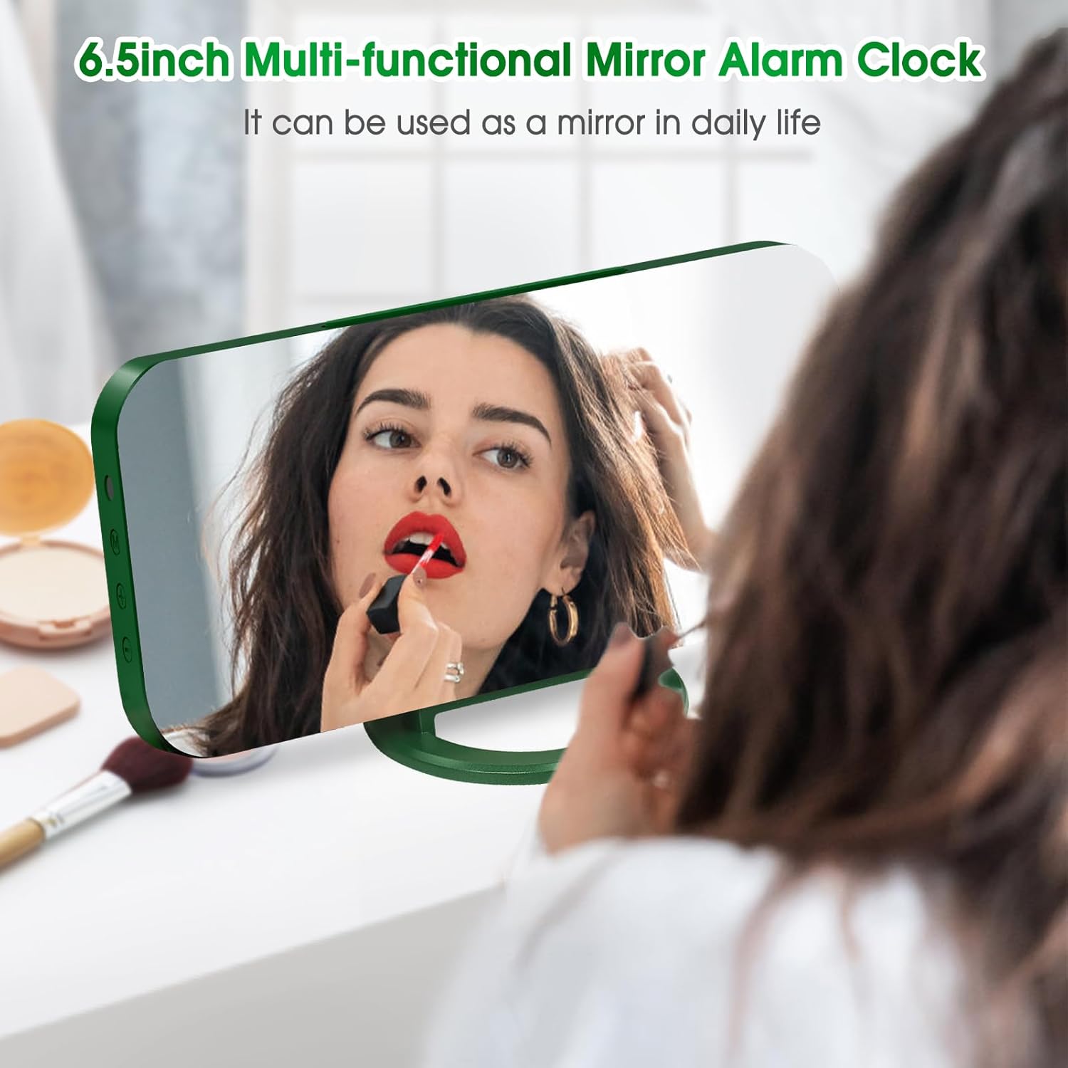 WulaWindy Digital Alarm Clock with USB Charger and Large Mirror