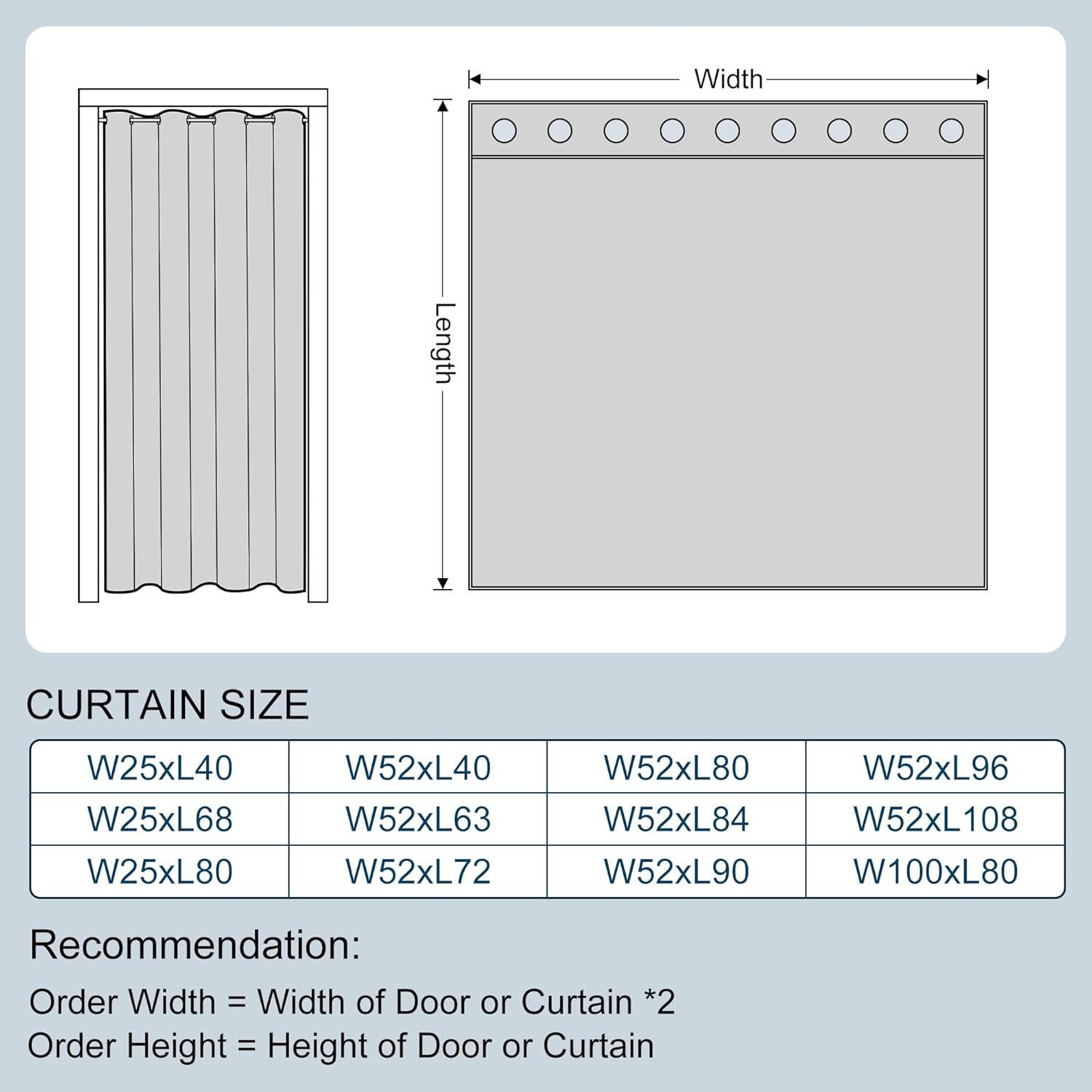 AOSKY Door Curtains Privacy Panel Olive Green 52x80 Inch