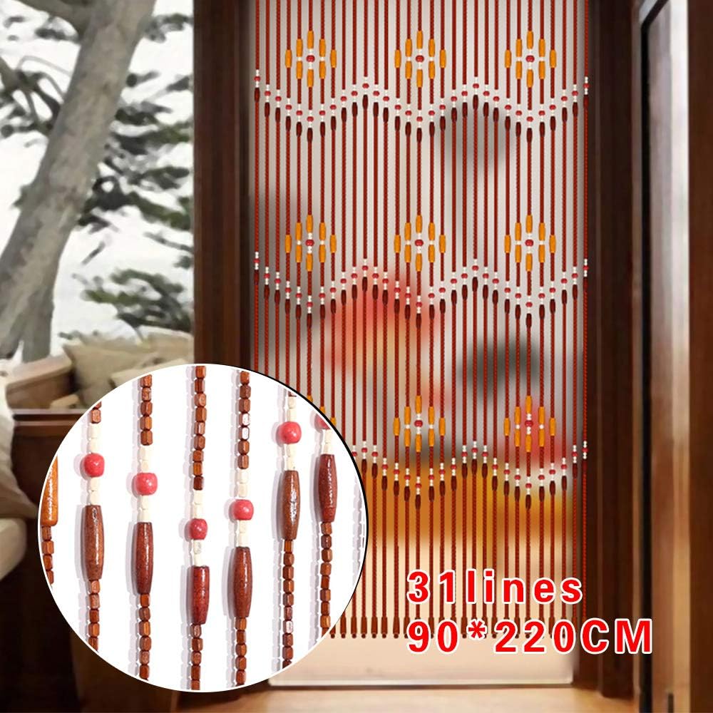 Wooden Beaded Curtain with 31 Lines Doorway Decor