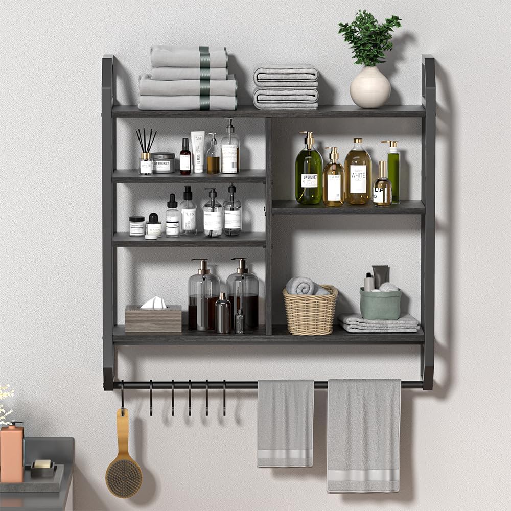 Nidouillet Gaming Floating Shelf with LED Lights and Hooks