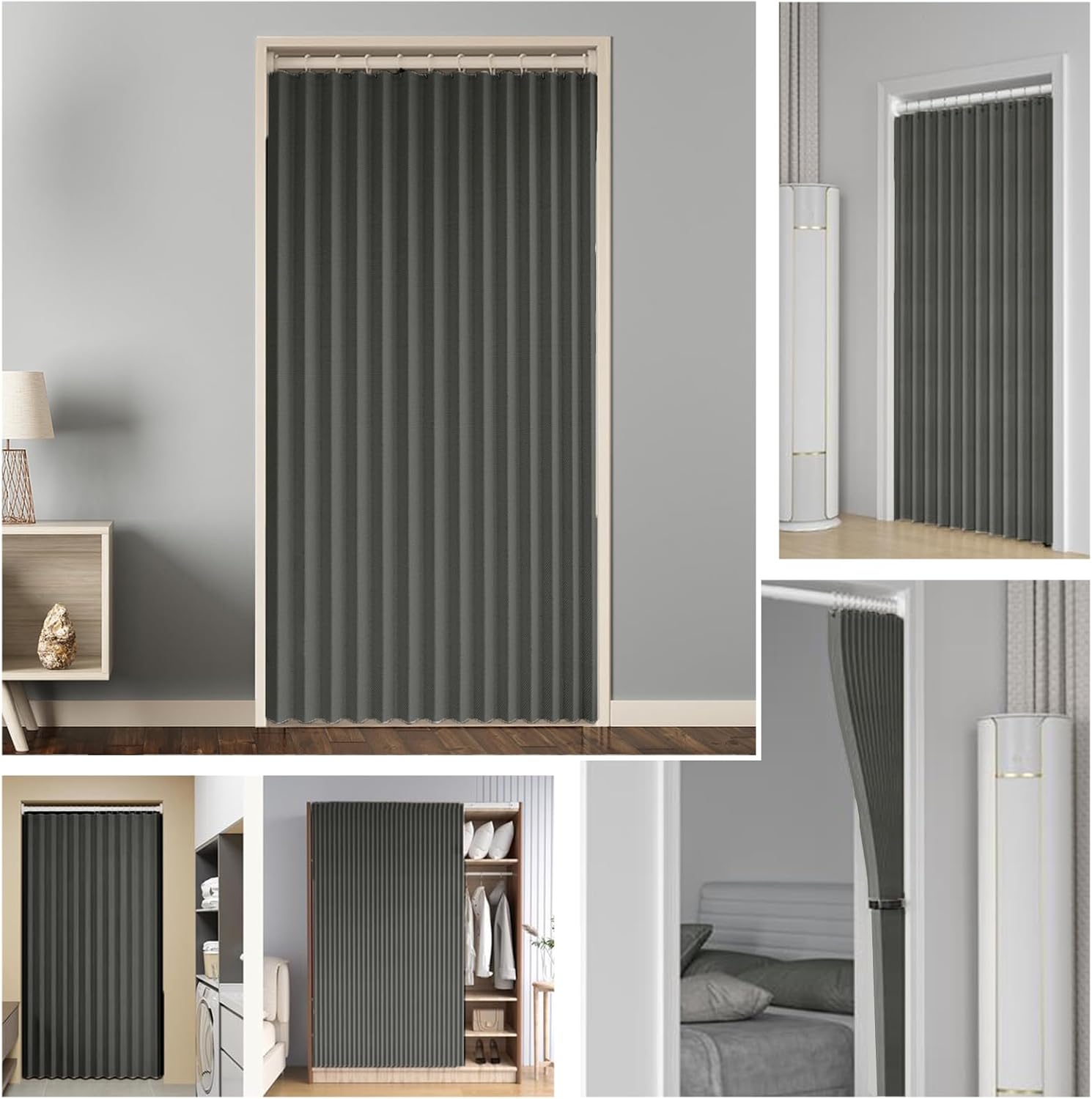 Blackout Curtains for Doorways and Closets Thermal Insulated Grey 59x94 Inch