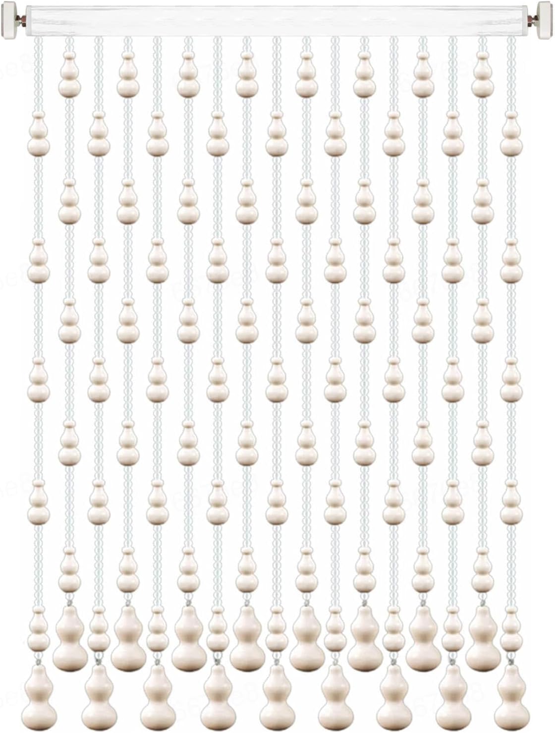 Wood Beaded Curtain with Gourd Shape Beads 32 Strands 105x205cm