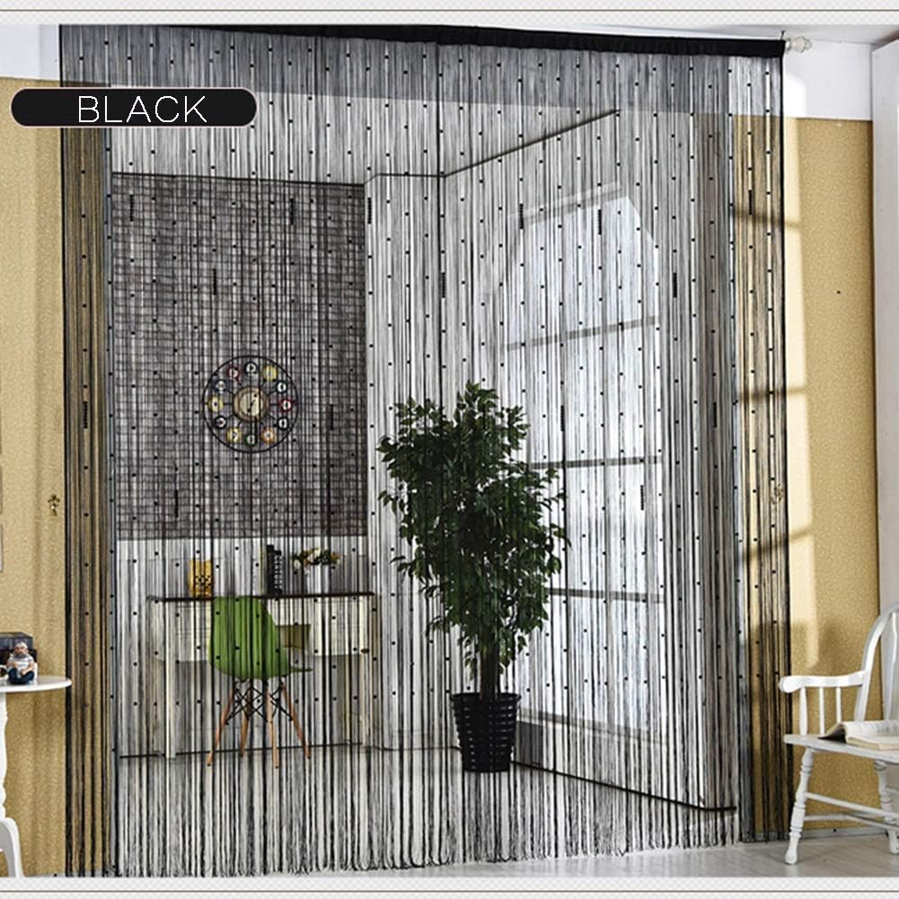 OKUOKA Silver Crystal Beaded Curtain Panels with Tassels