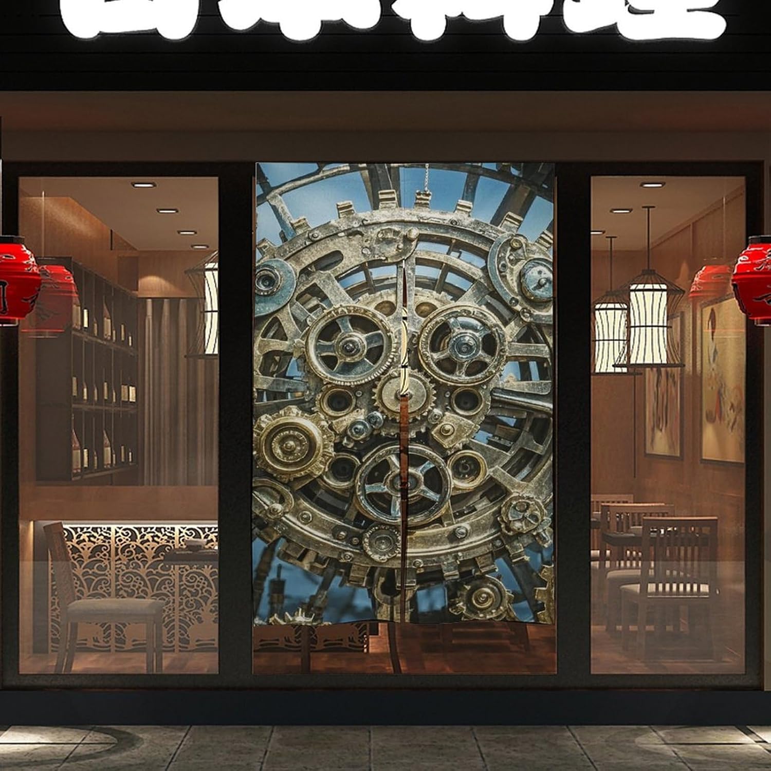 Cool Steampunk Gears Door Cover Curtain 57x17 Inches