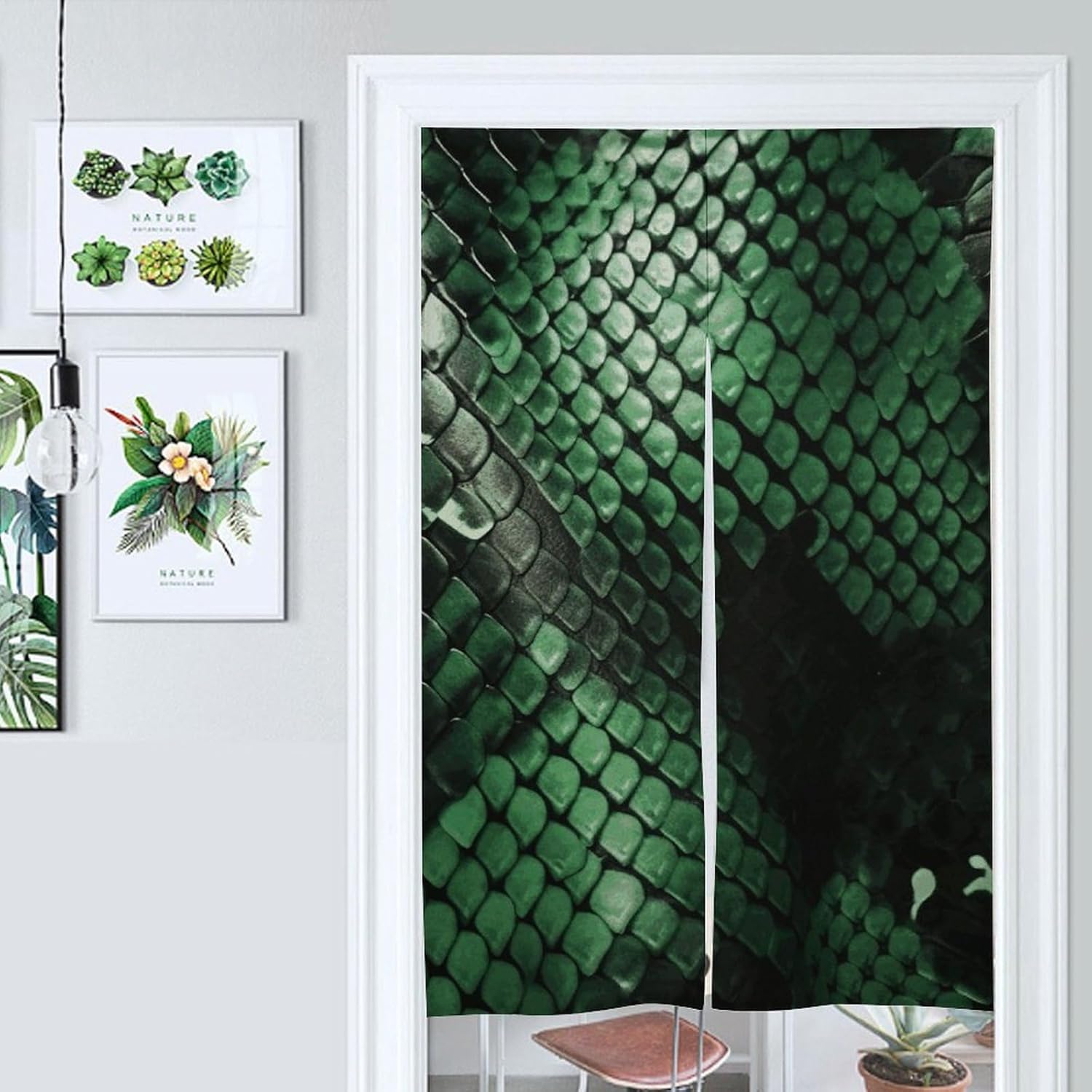 Green Snakeskin Door Cover Curtain 57x17 Inches