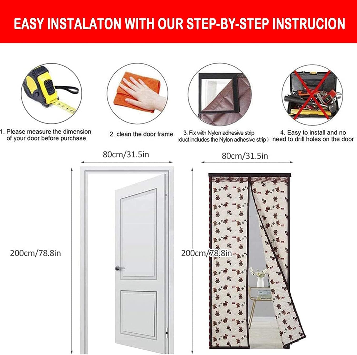 Warm Magnetic Door Curtain 130x230cm