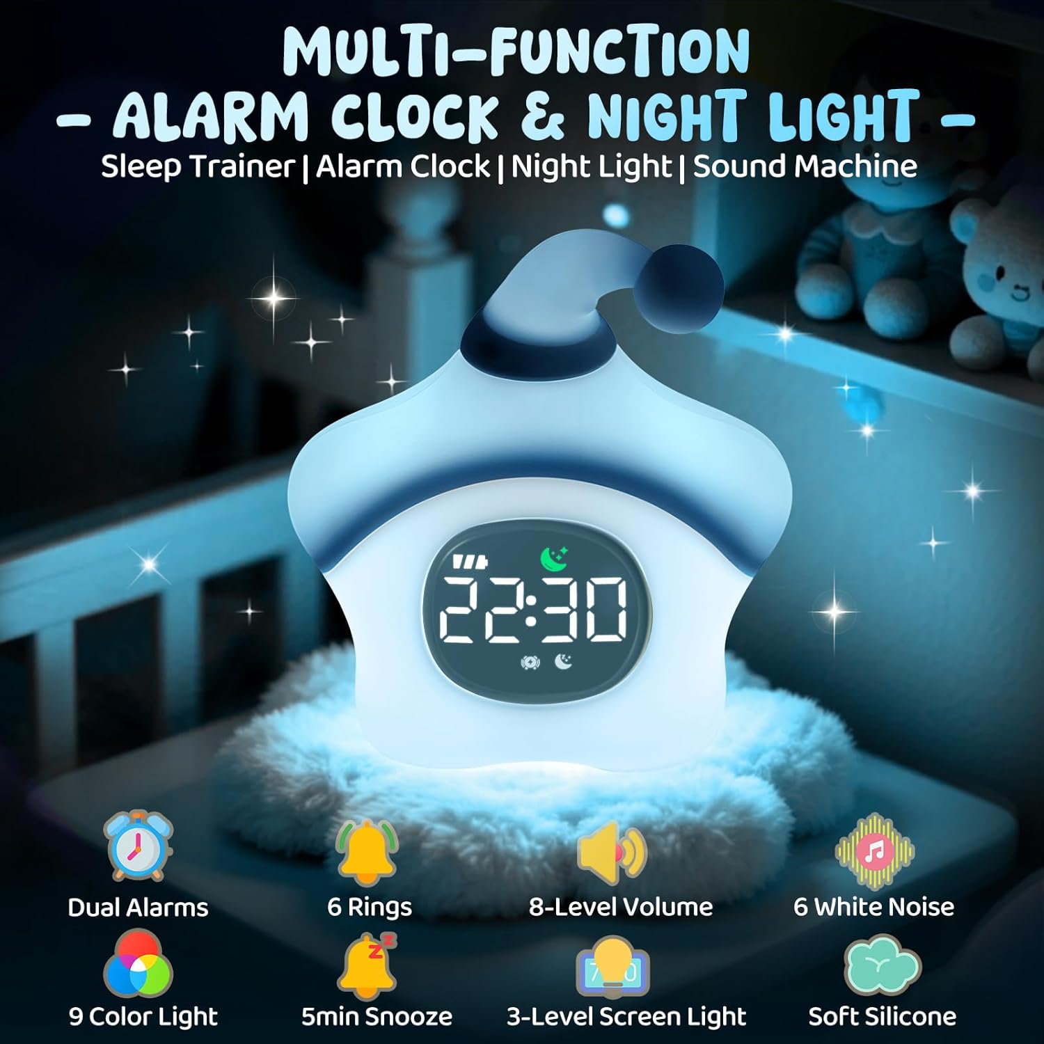 Star Alarm Clock with Night Light for Kids