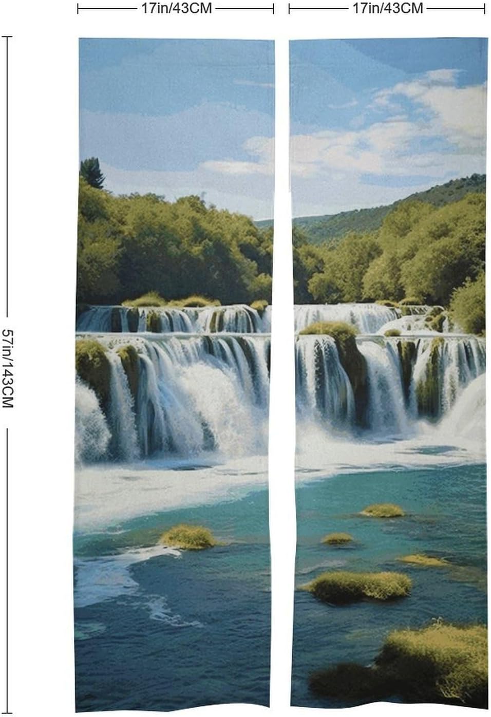 Krka River Waterfall Door Cover Curtain 57x17 Inches