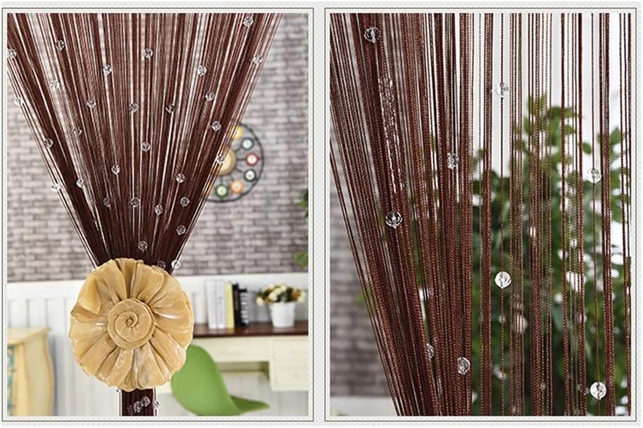 OKUOKA Silver Crystal Beaded Curtain Panels with Tassels