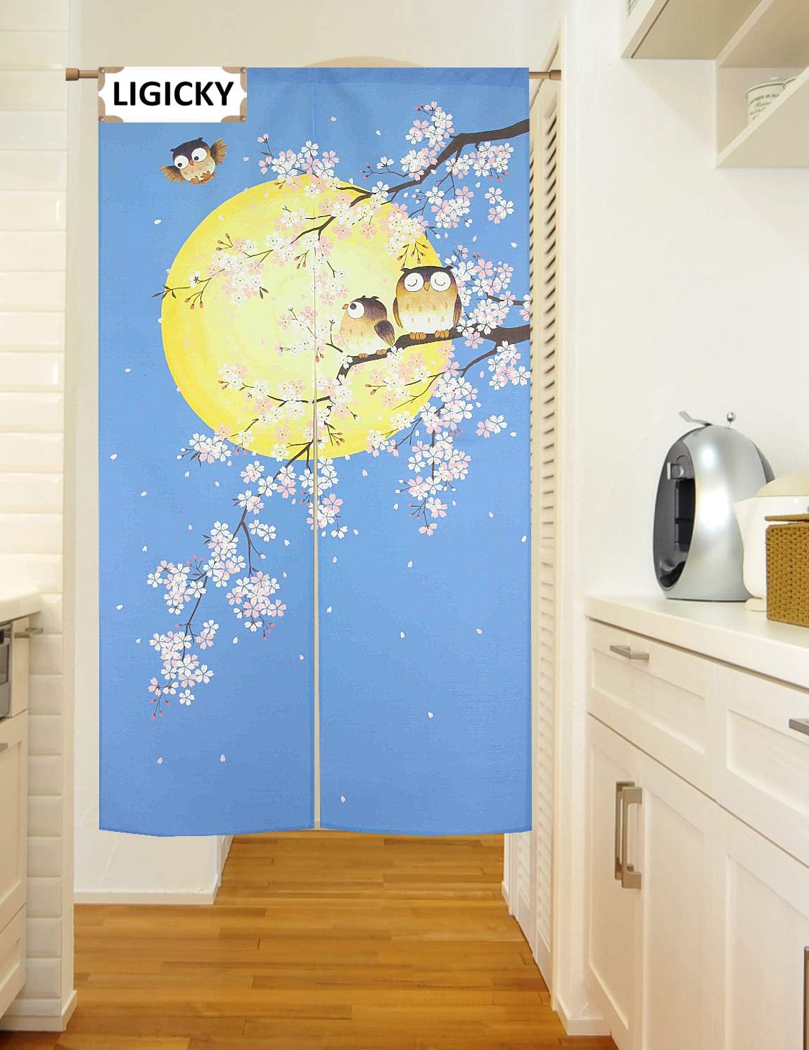 LIGICKY Noren Door Curtain with Owls Design