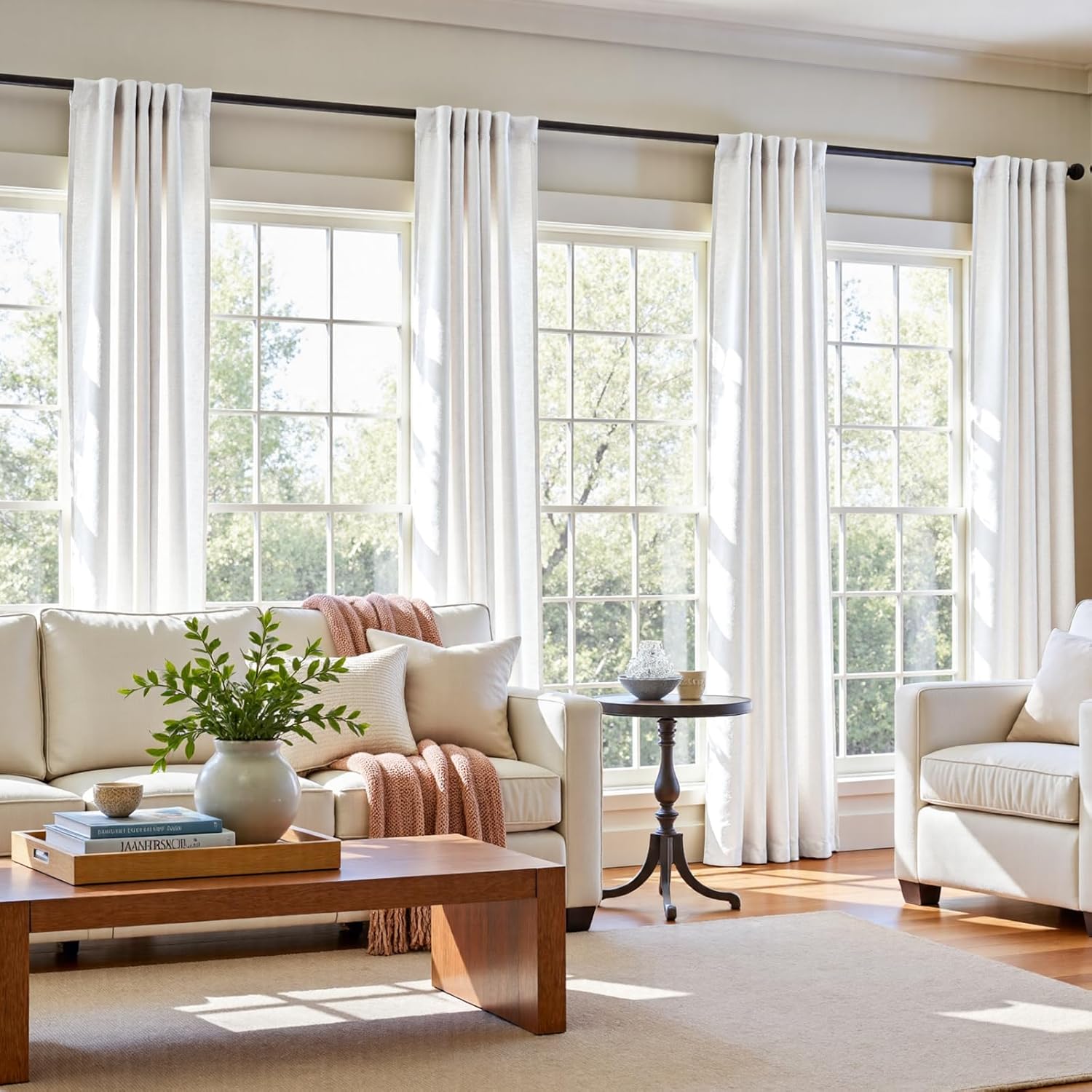 Lazzzy White Velvet 90 Inch Curtains for Living Room Bedroom