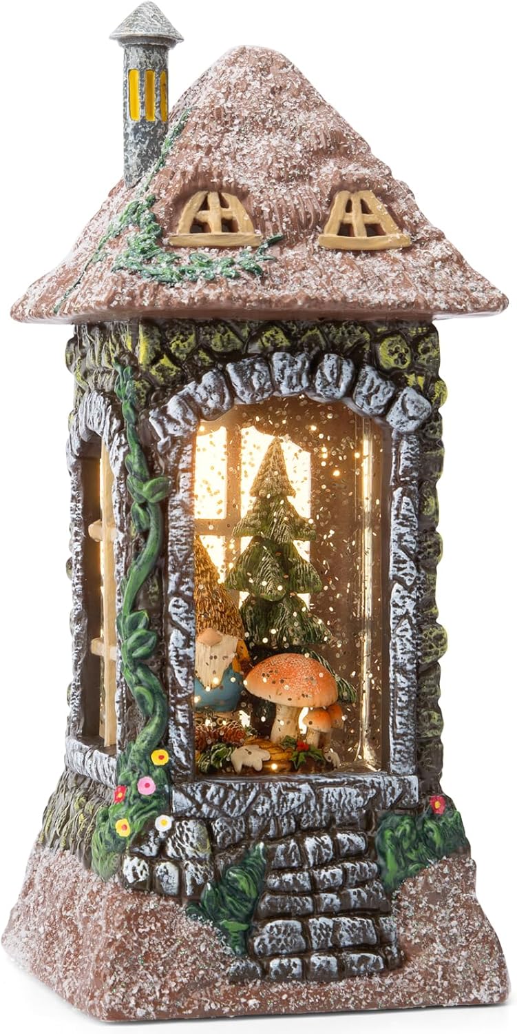 Spring Gnomes Snow Globe Decor with Timer