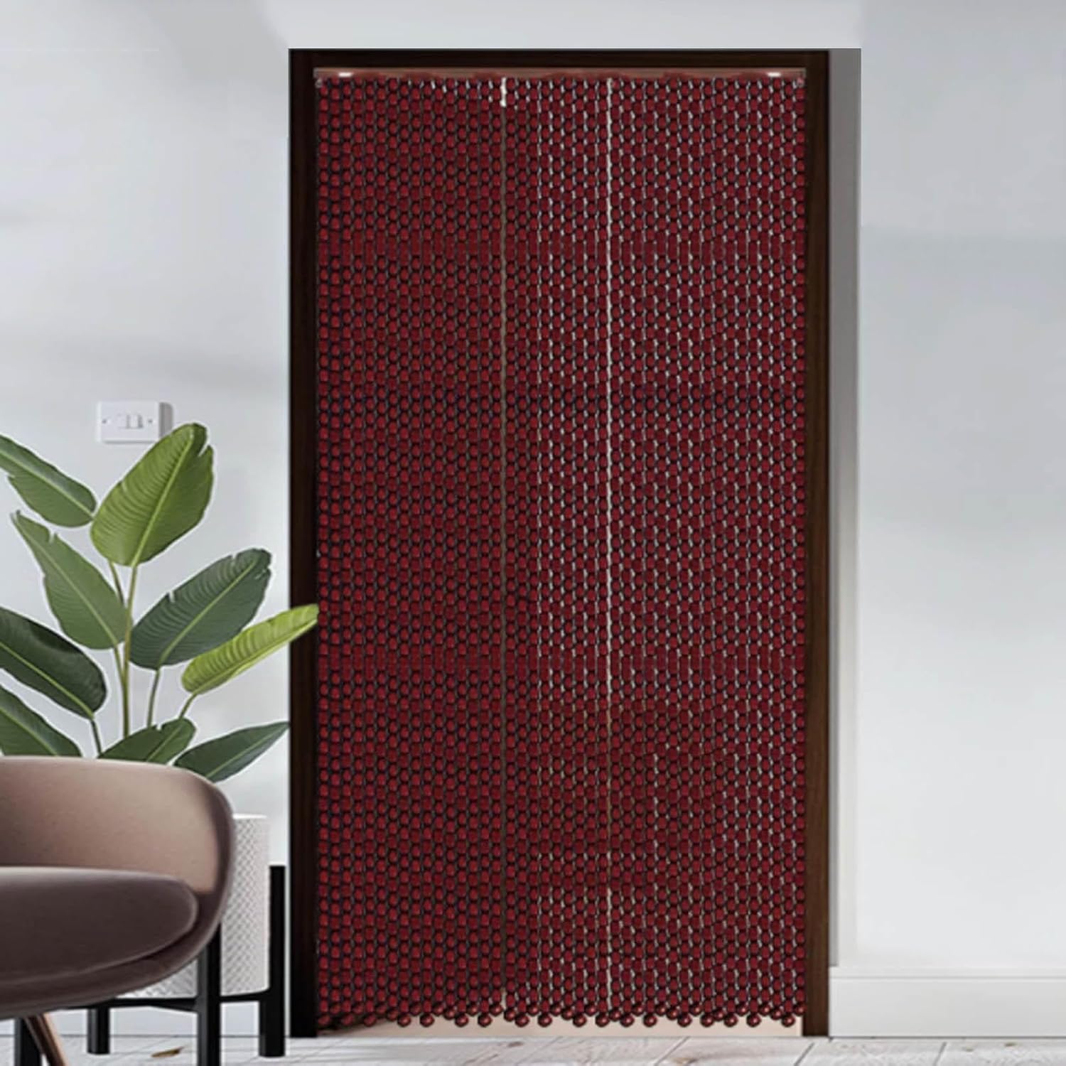 Wooden Beaded Bamboo Door Curtain with 90 Strings
