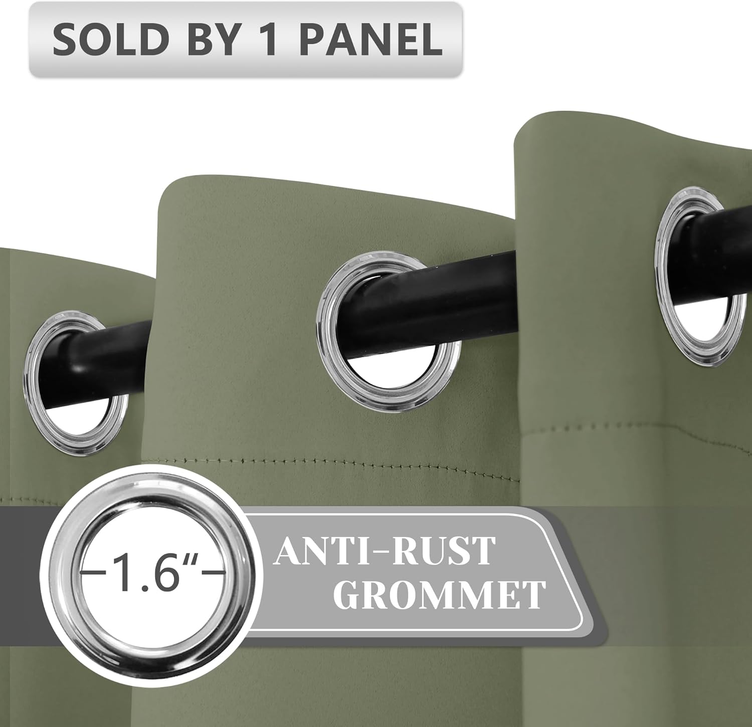 AOSKY Door Curtains Privacy Panel Olive Green 52x80 Inch