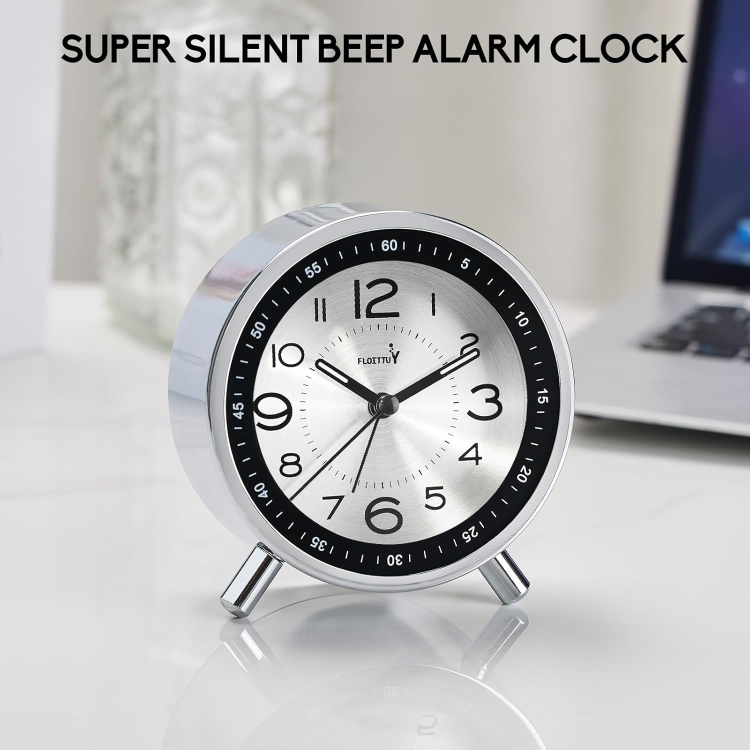 Super Silent Alarm Clock with Night Light and Retro Design