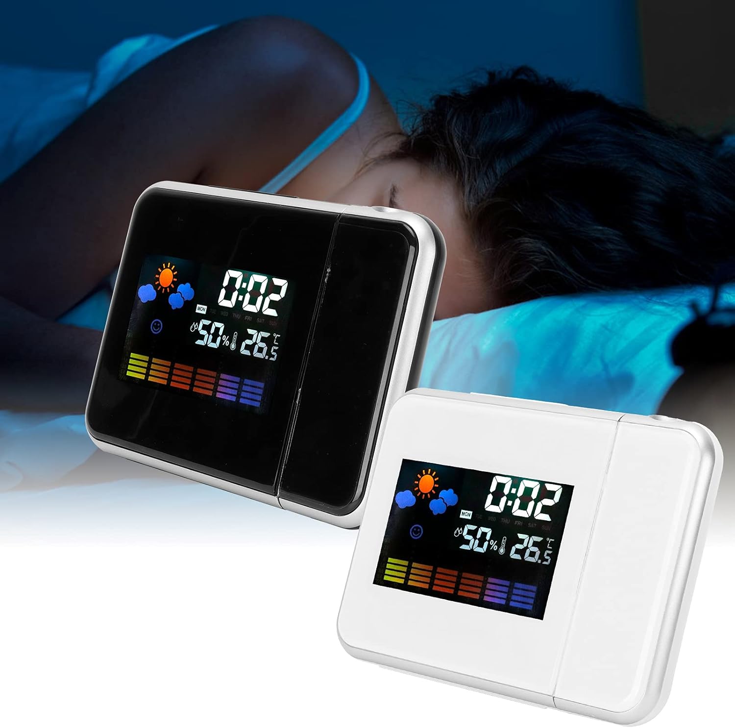 Topyond Projection Clock with Rotatable Projector Thermometer and Humidity Monitor