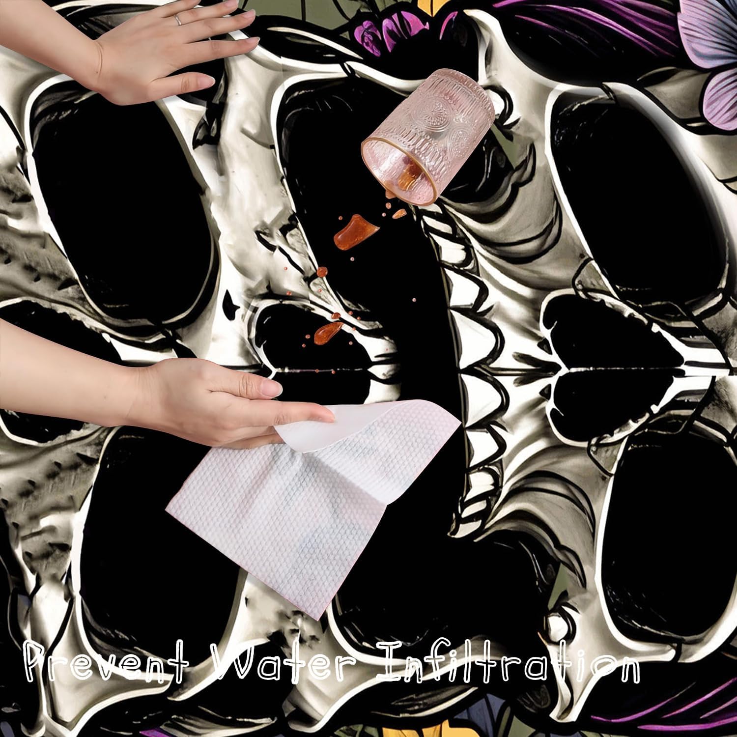 Halloween Ghost Runner Rug with Skull Pumpkin Design