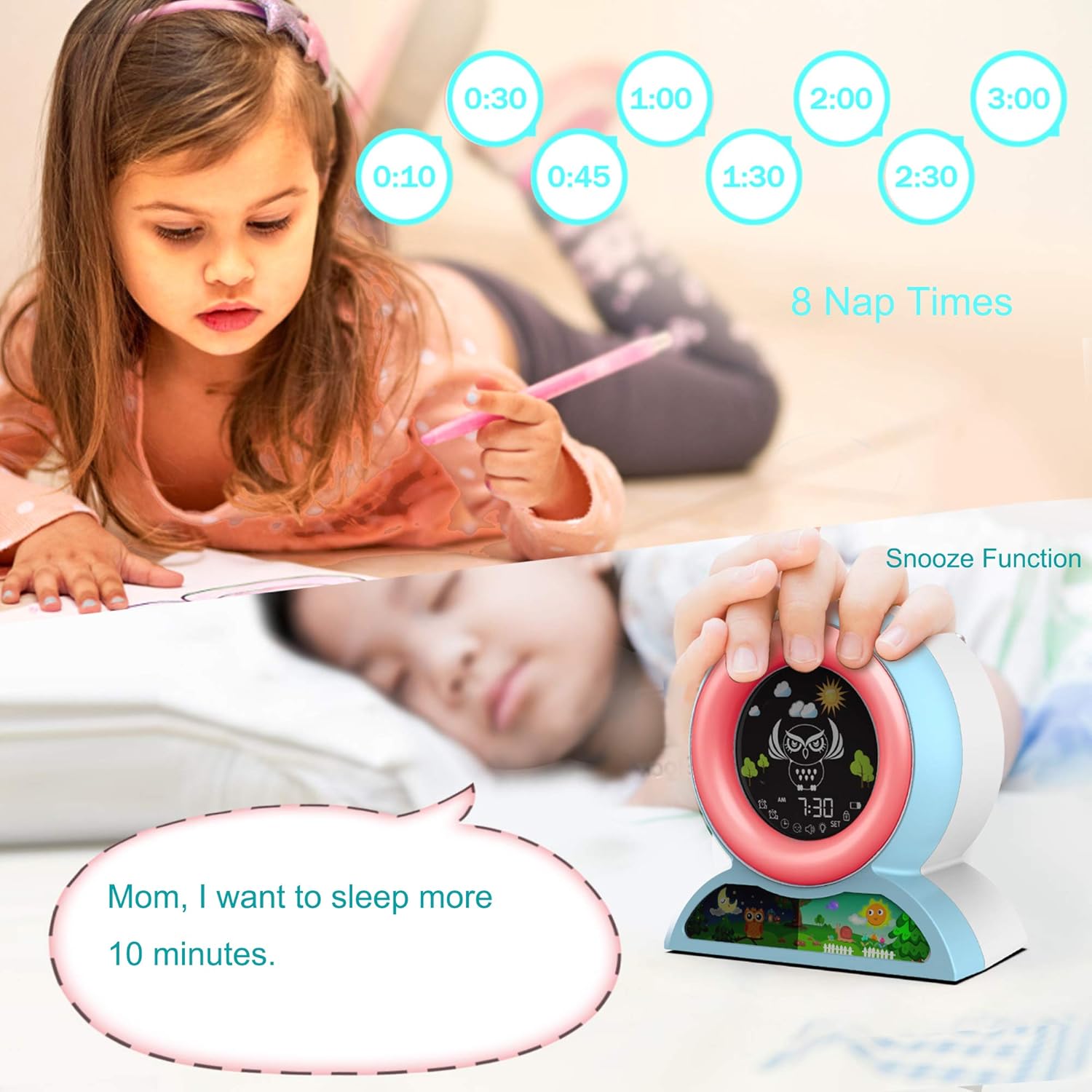 Kids Alarm Clock with Night Light and Sound
