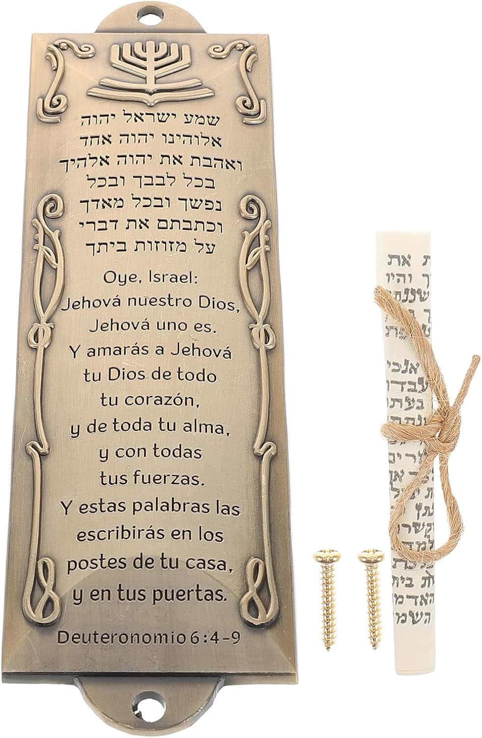 LOGOFUN Gold Metal Mezuzah with Scroll for Home Decor