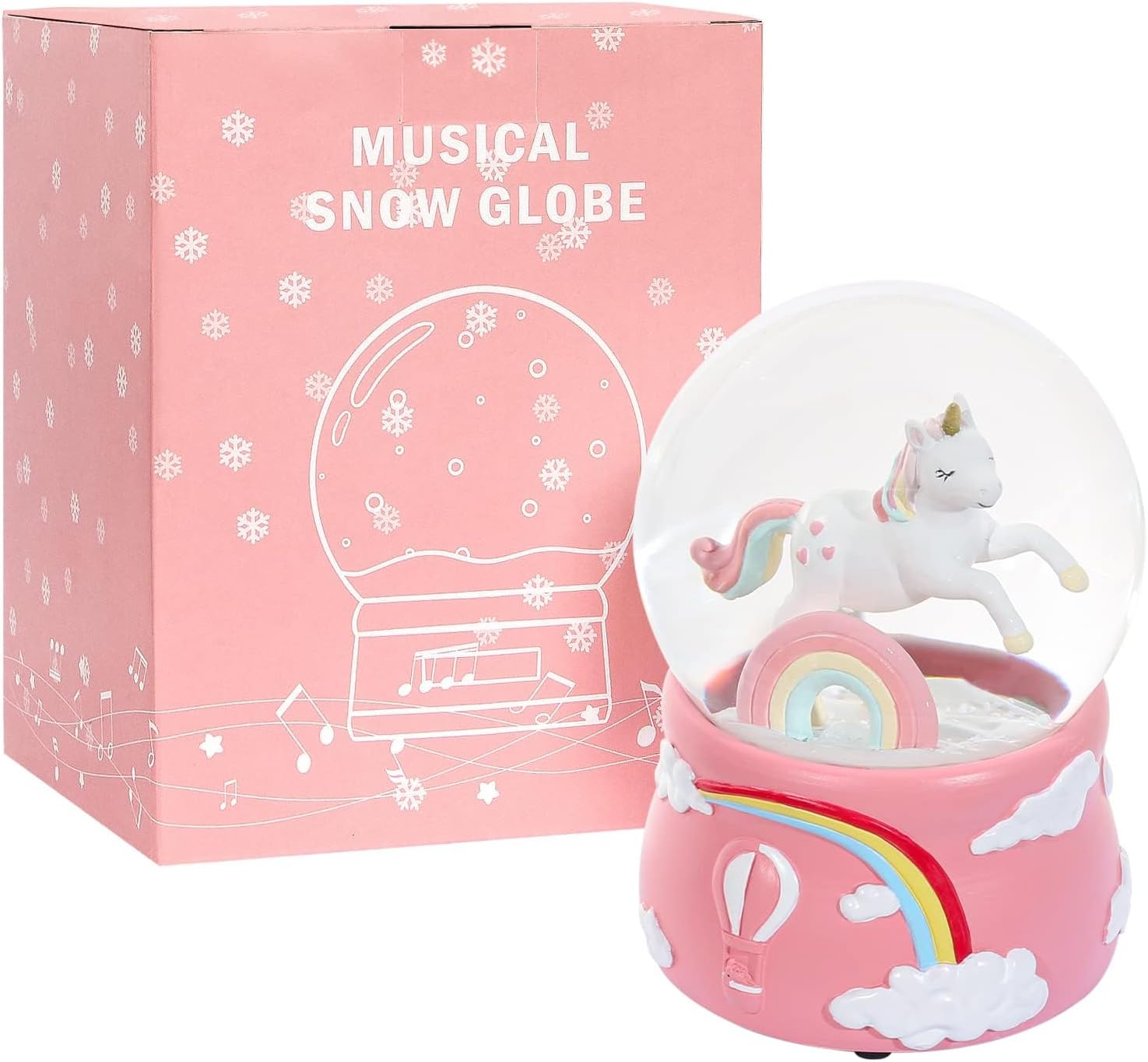 Unicorn Snow Globe with Music for Kids and Adults