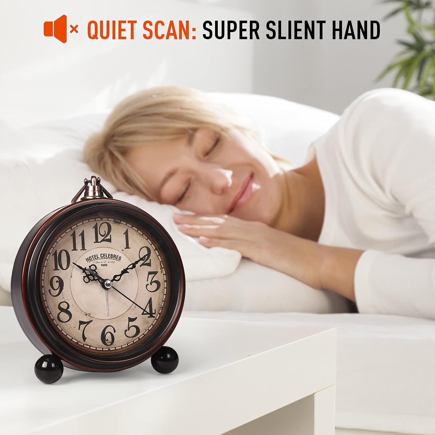 Super Silent Battery Alarm Clock with Night Light