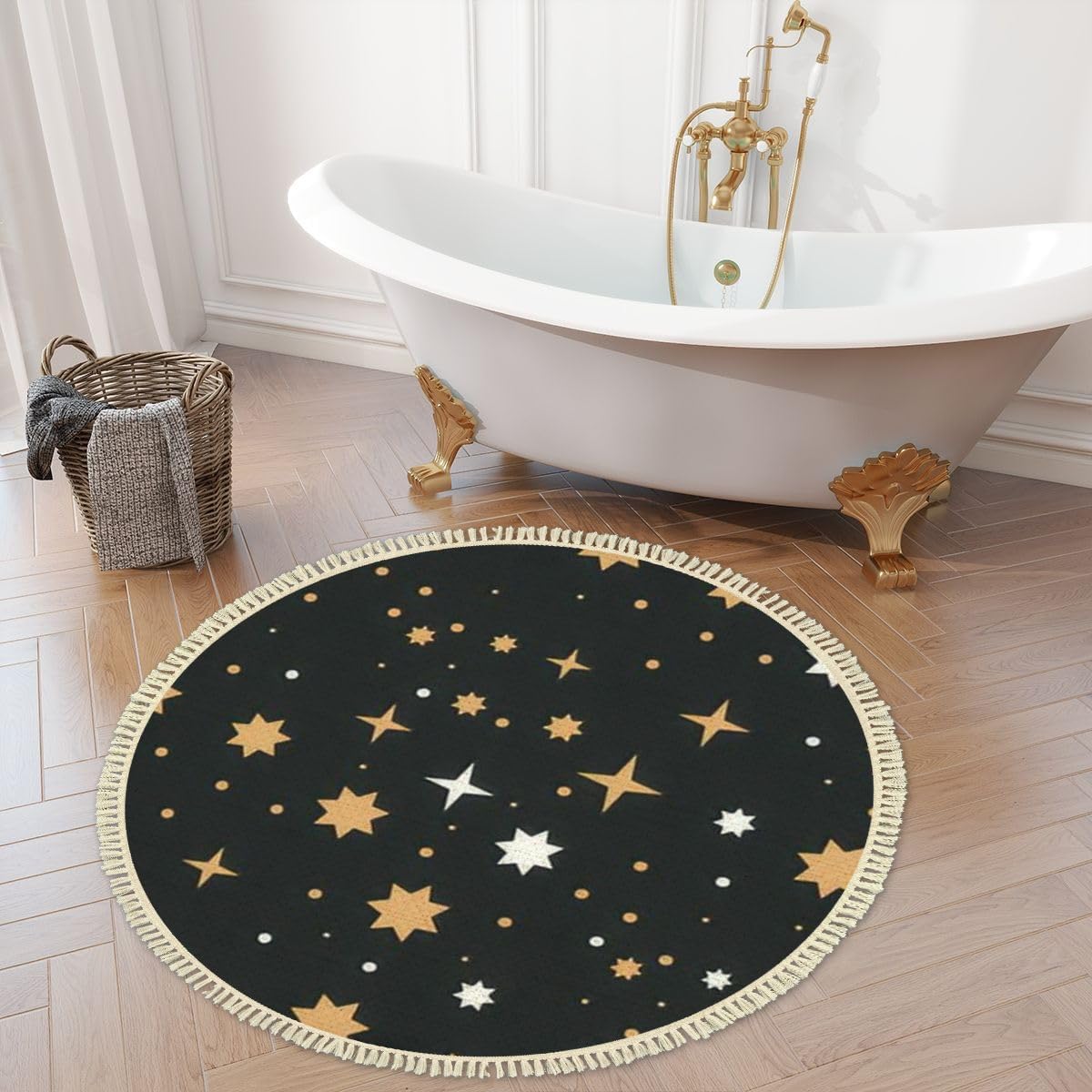 4 Round Tassels Carpet Bohemian Area Rug