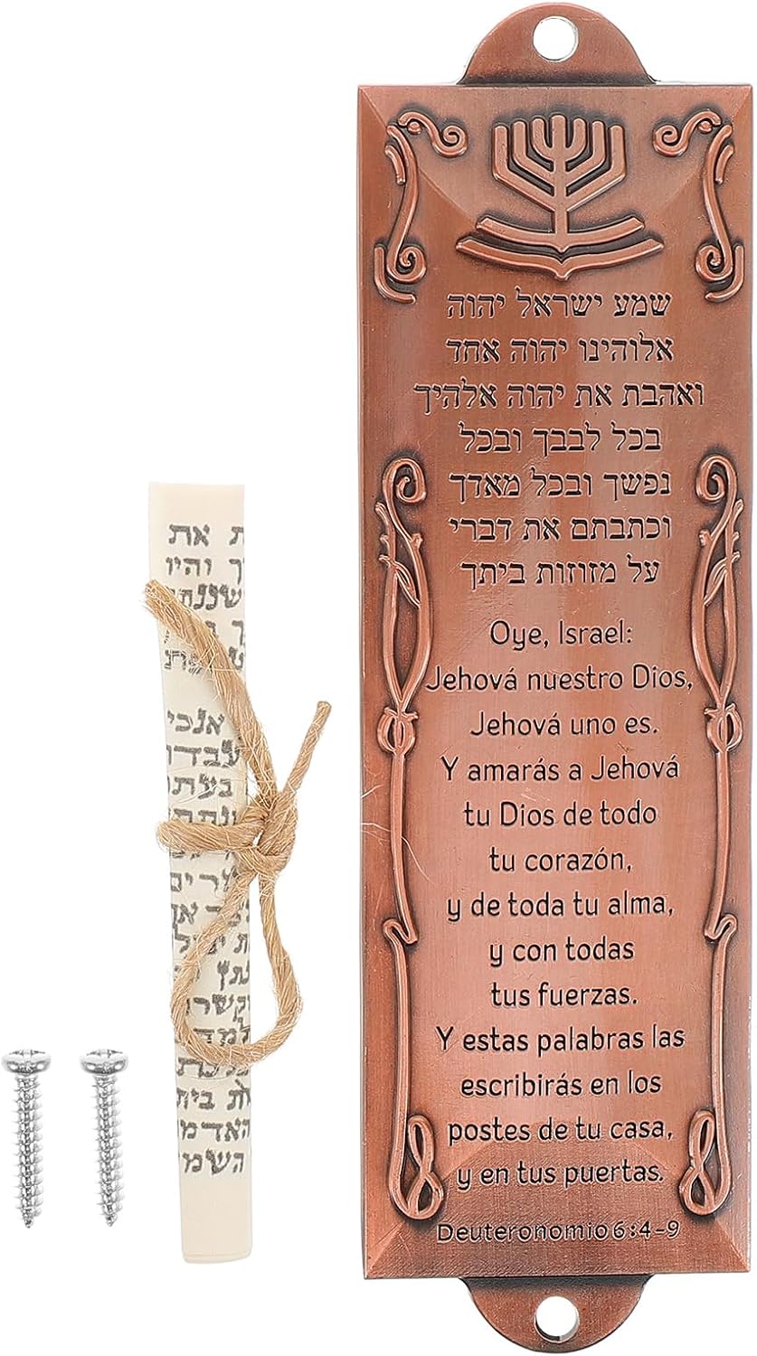 LOGOFUN Mezuzah with Scroll Metal Case Rose Gold