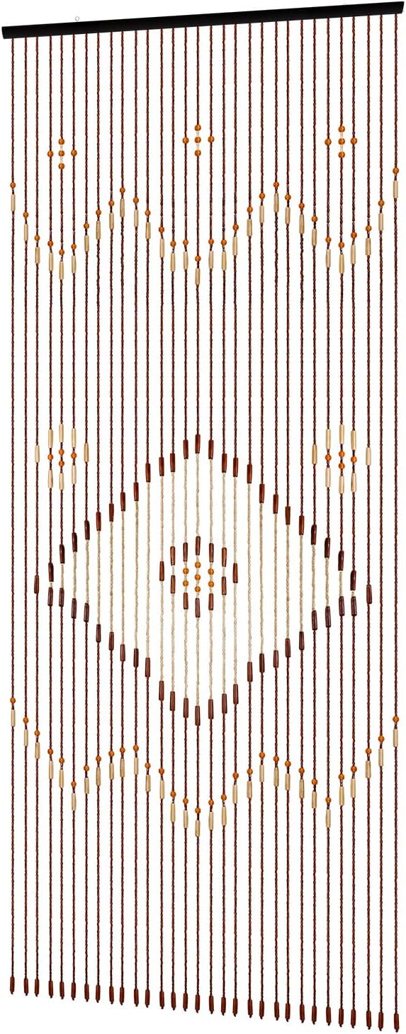 Decorative Wooden Beaded Door Curtain in Chocolate Brown