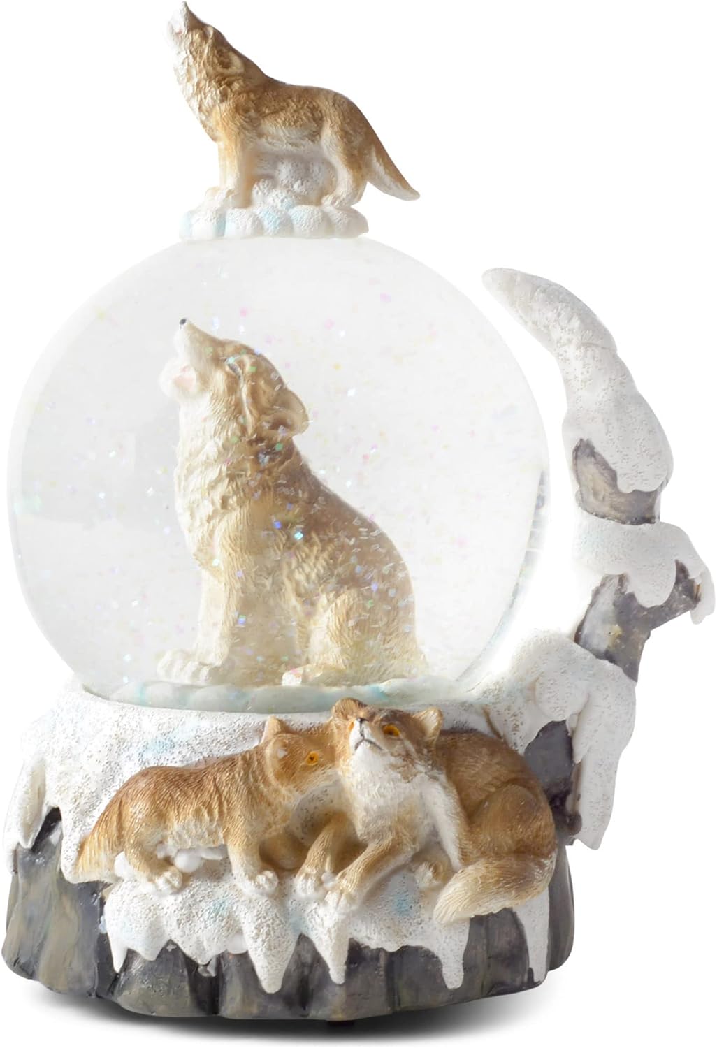 Elanze Designs Howling Glitter Wolf Musical Snow Globe