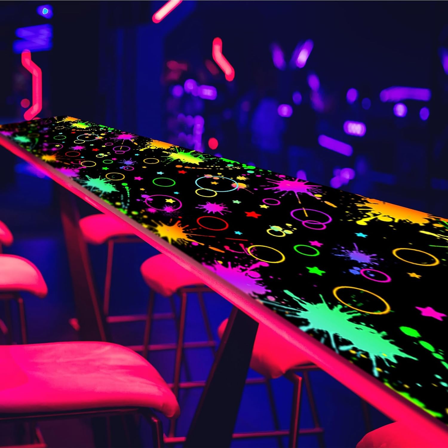 Haull Neon Glow in the Dark Floor Runner with UV Reactive Design