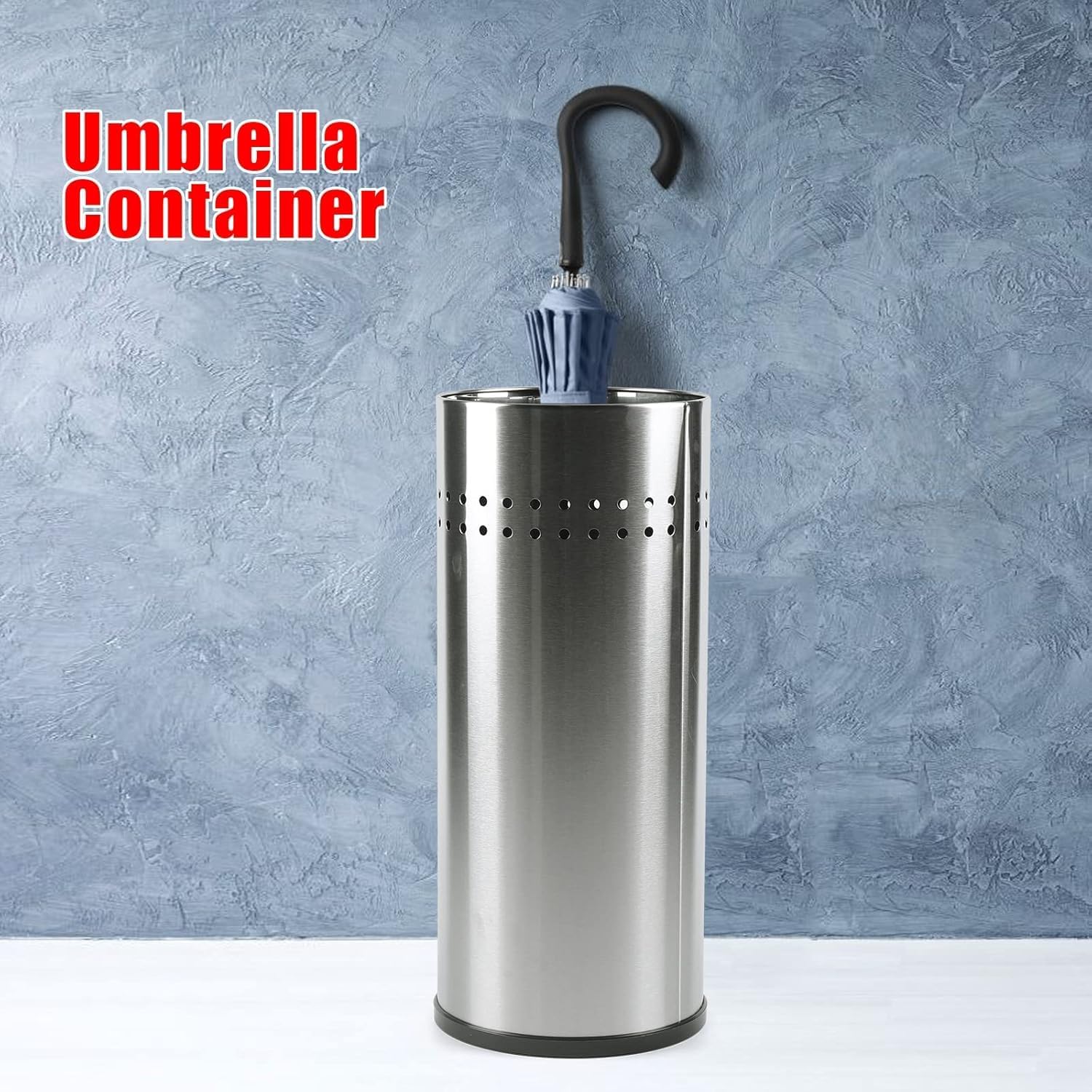 TFCFL Stainless Steel Umbrella Stand Bucket Silver Metal Umbrella Holder Rack