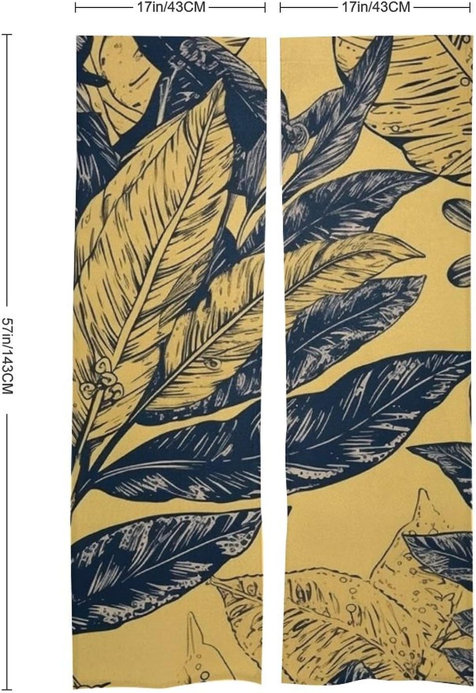 Japanese Noren Door Curtain with Mongolian Leaf Print
