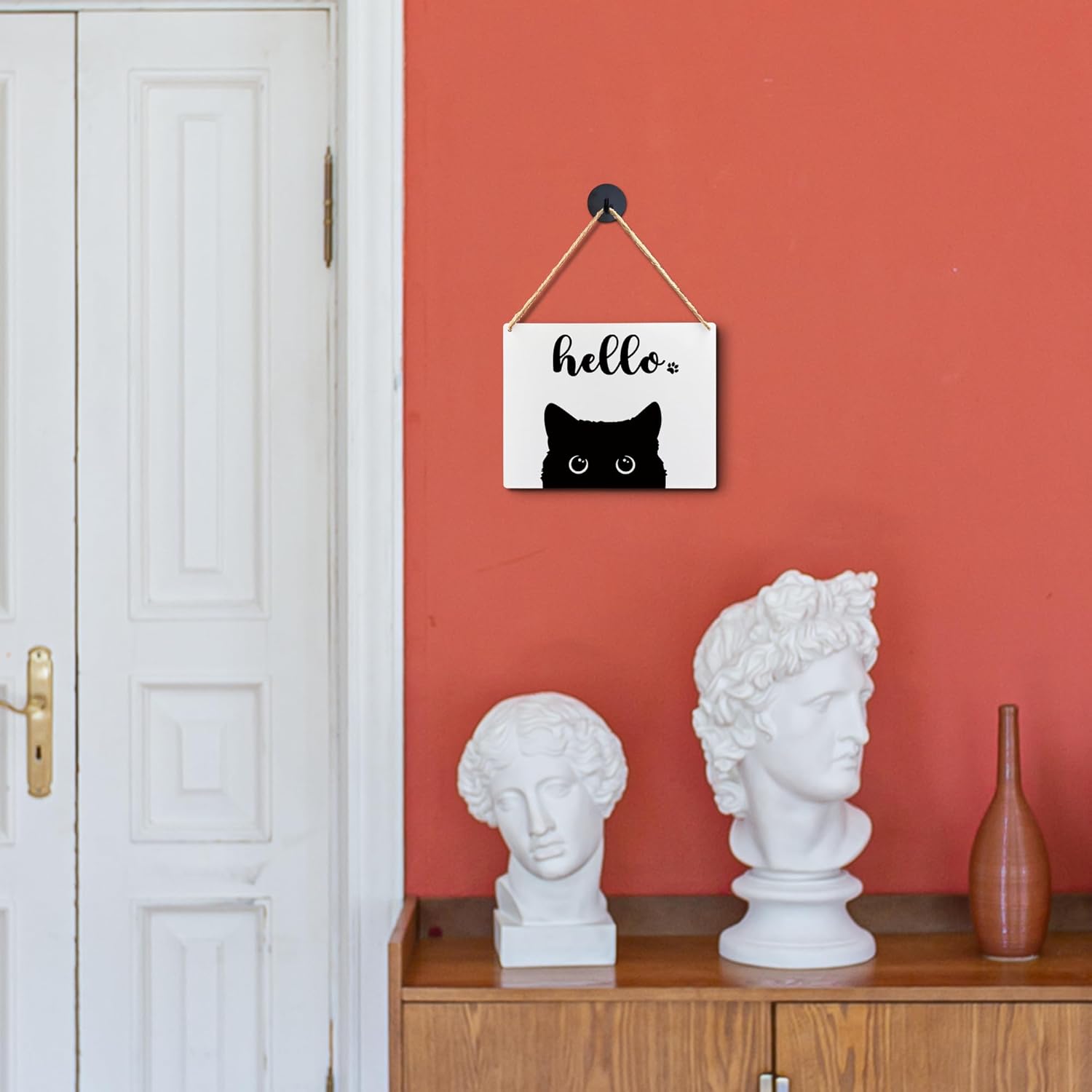 Lacosu Wall Pediment Cat Welcome Sign 10x8 Inches