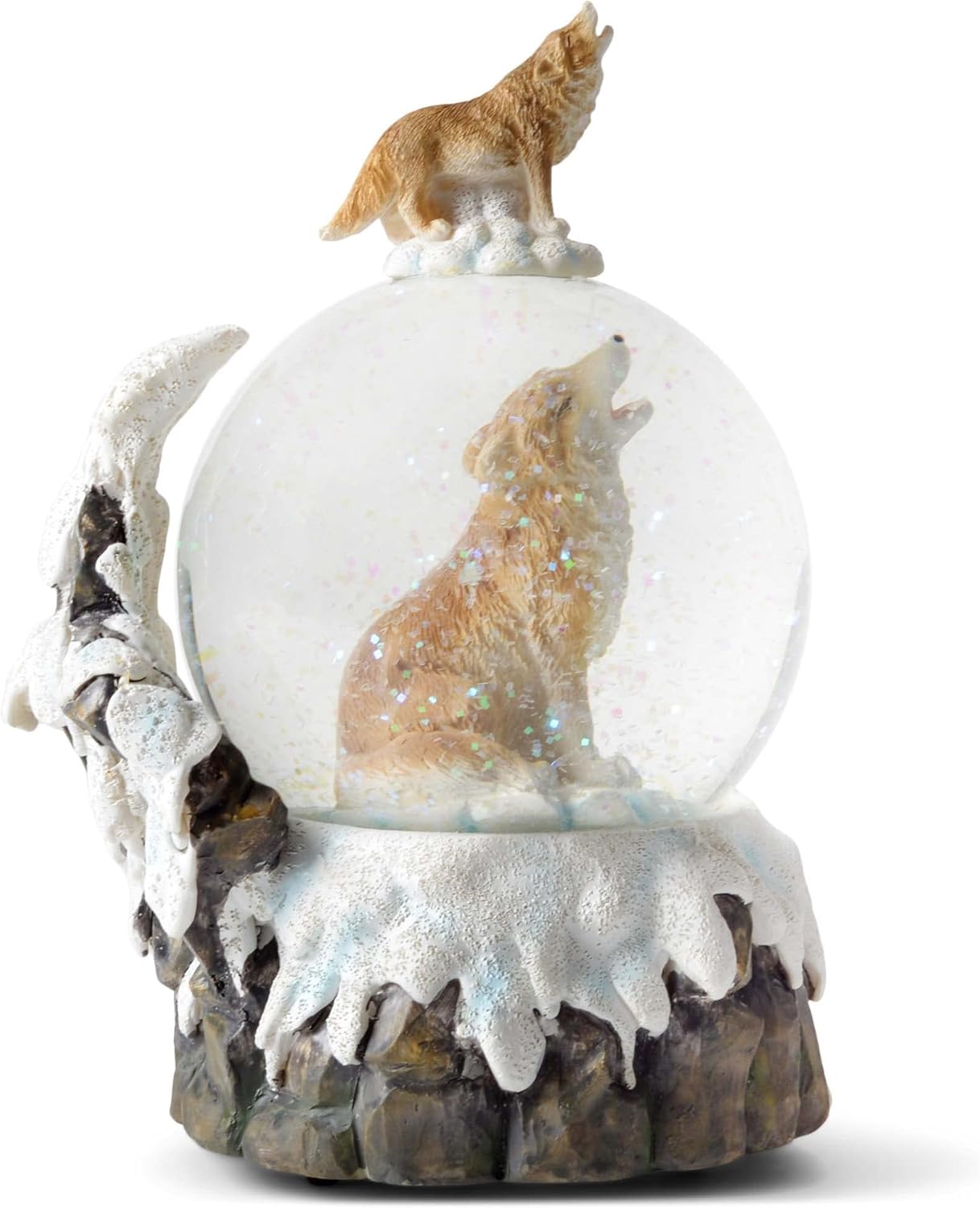 Elanze Designs Howling Glitter Wolf Musical Snow Globe
