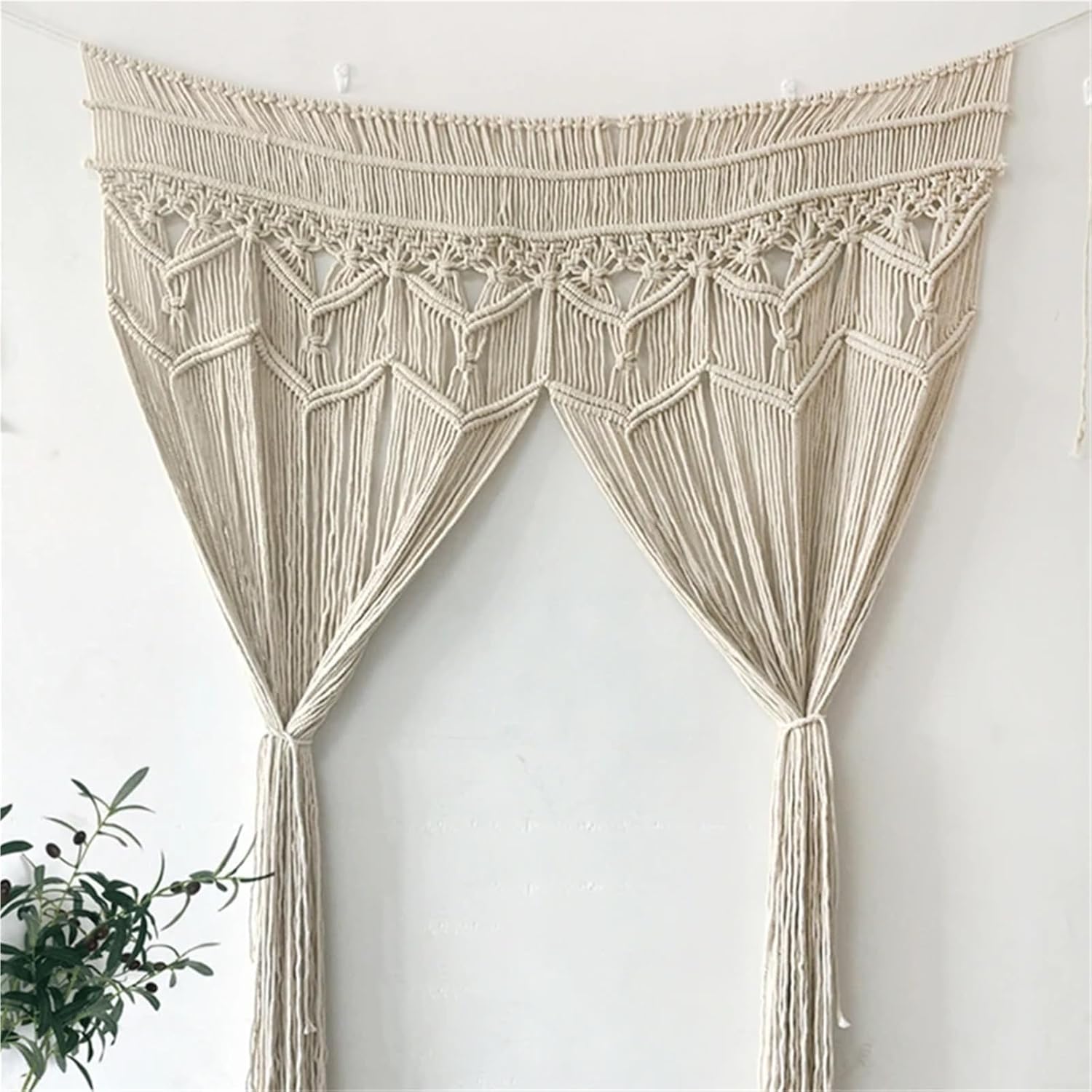 Beige Tassel String Curtains for Home Decor