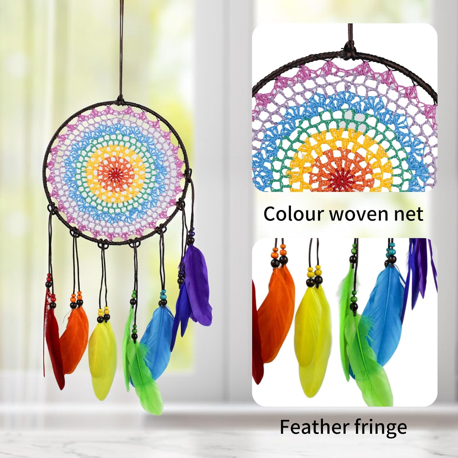 Rainbow Dream Catcher Wall Decor for Girls