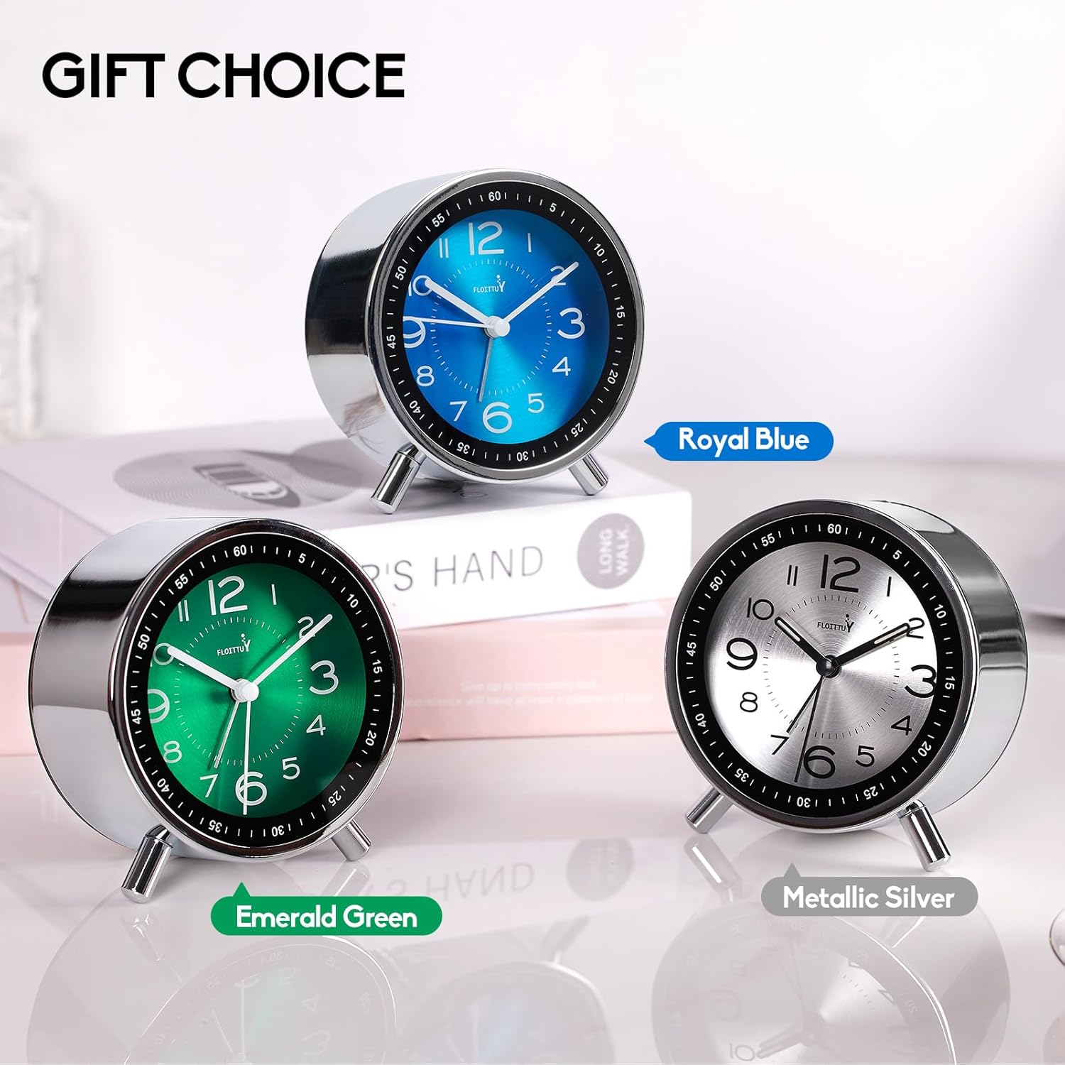 Super Silent Alarm Clock with Night Light and Retro Design