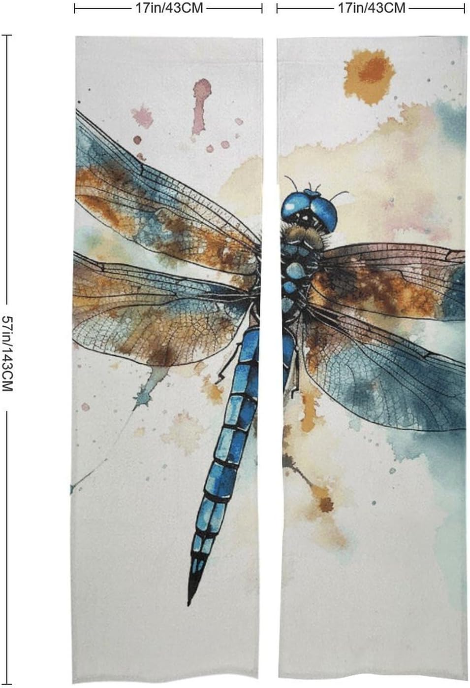 Watercolour Dragonfly Door Curtain 57x17 Inches