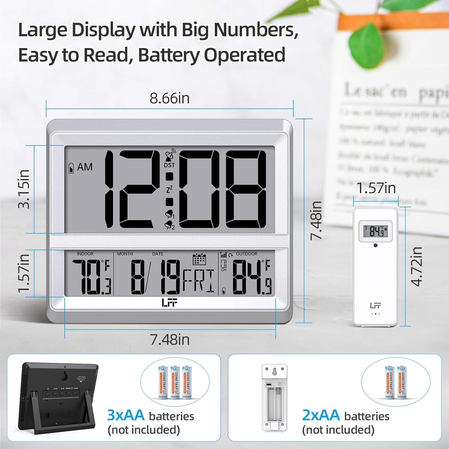 LFF Atomic Clock Large Display Wall Clock
