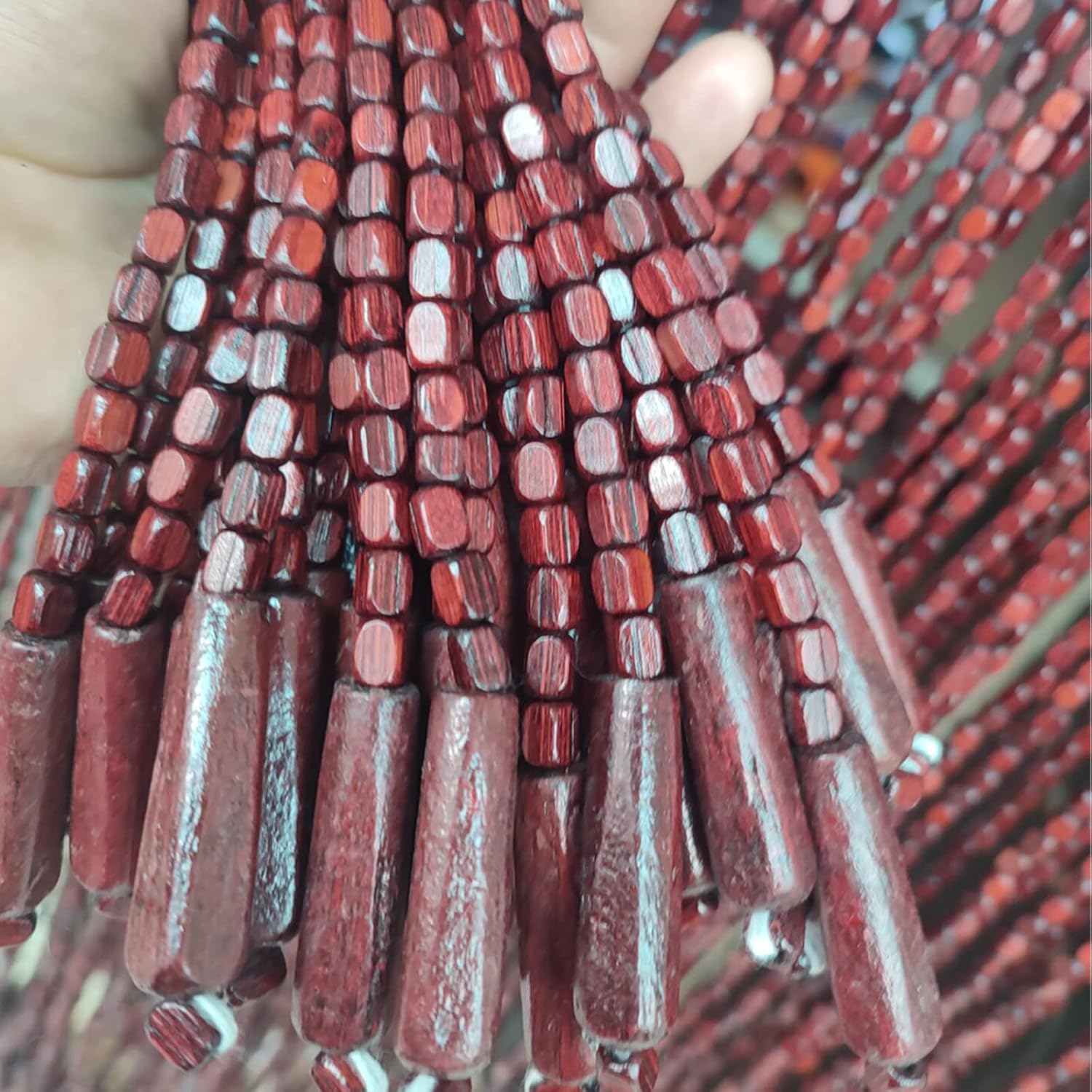 Natural Bamboo Beaded Curtain Panel